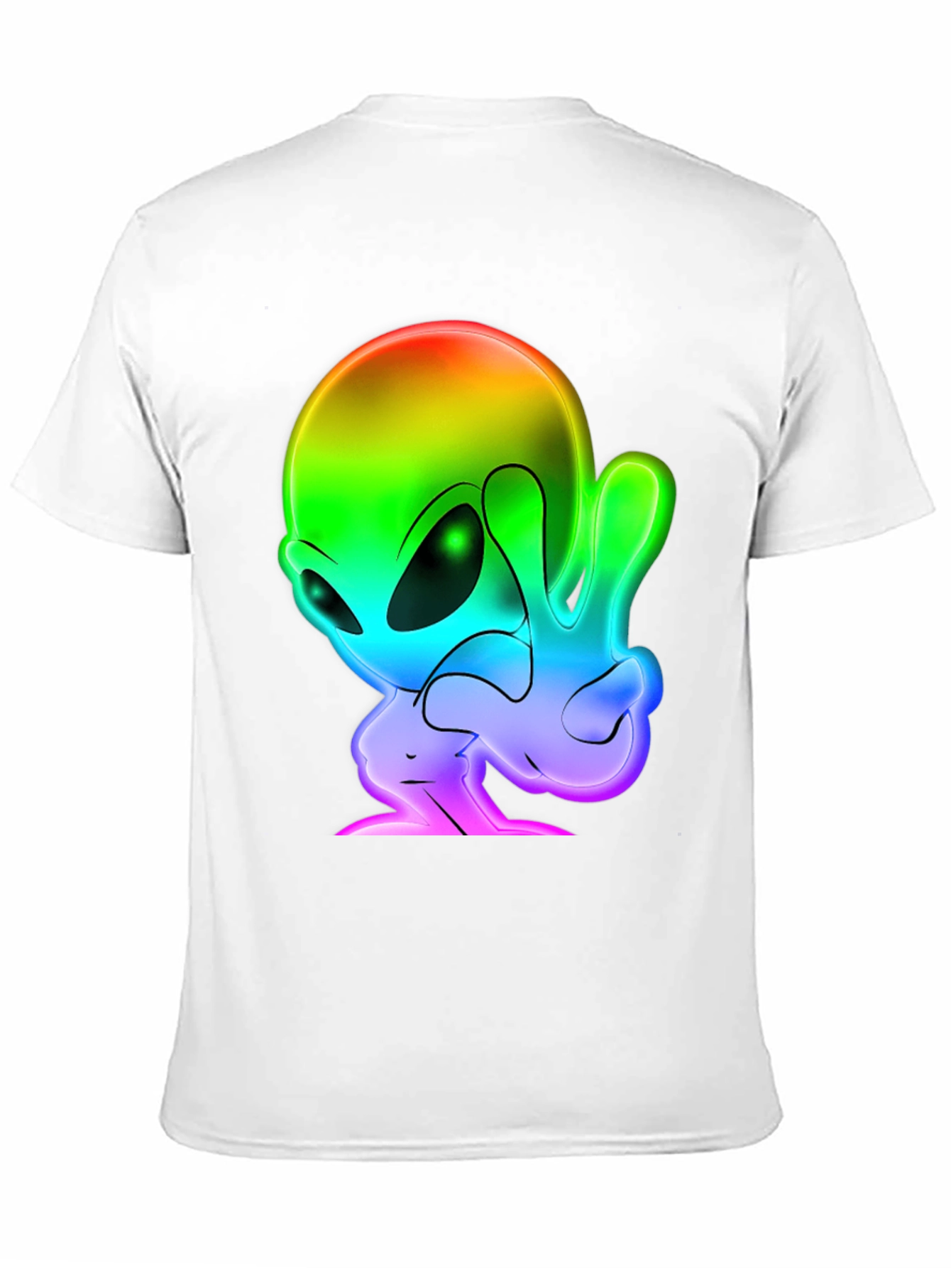 Rainbow Alien Peace Sign Black T-Shirt