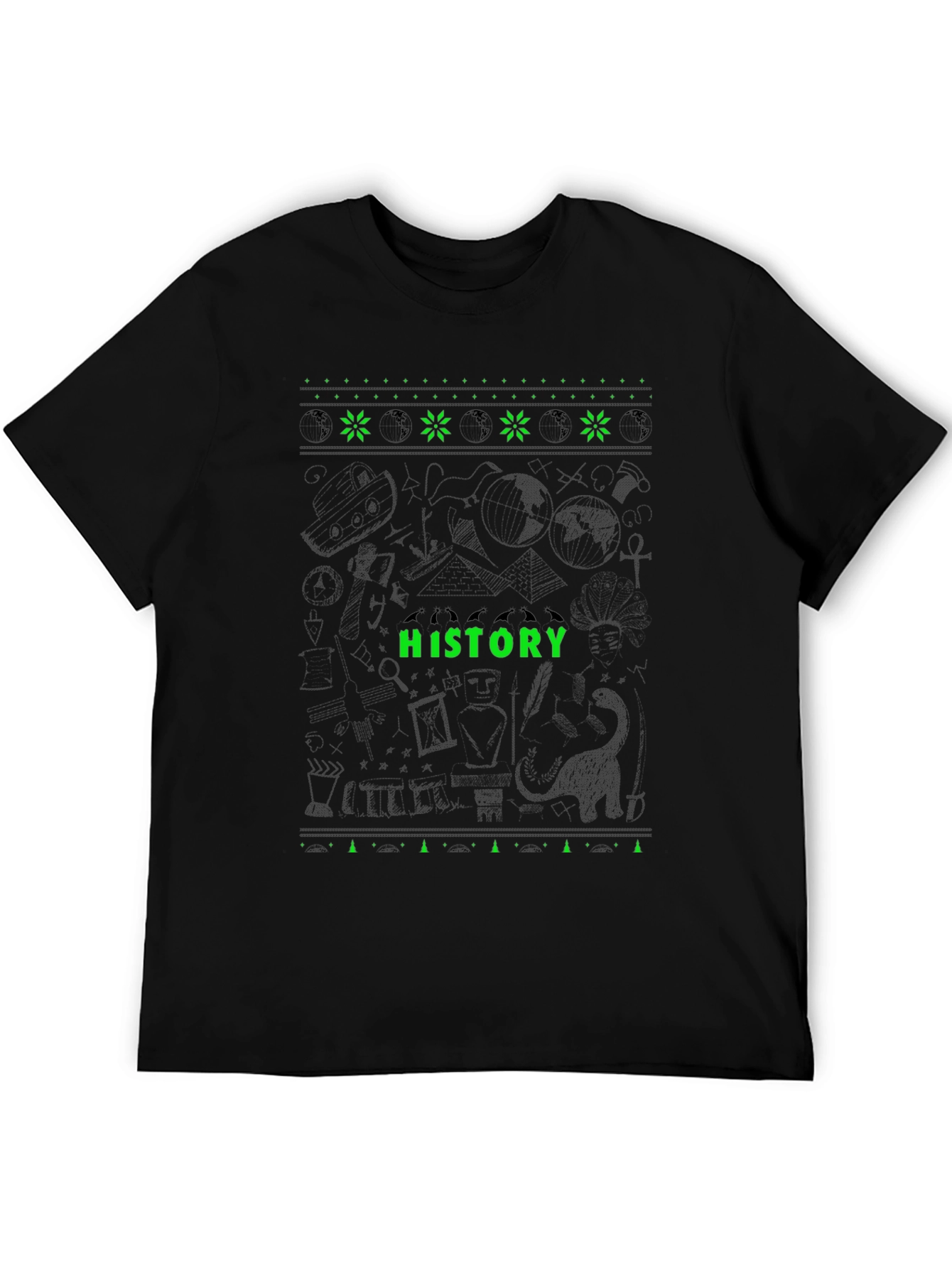 History Graphic Tee - Black Crew Neck T-Shirt