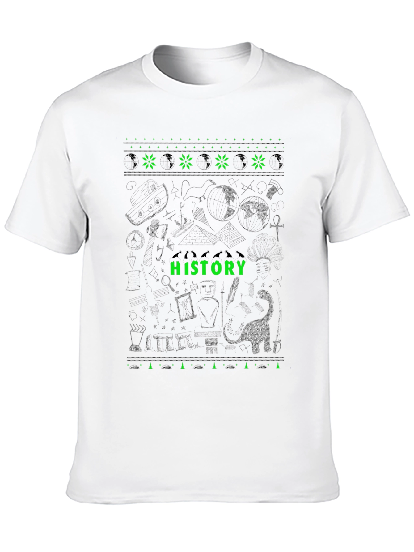 History Graphic Tee - Black Crew Neck T-Shirt
