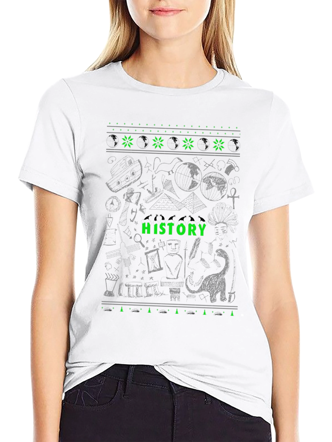 History Graphic Tee - Black Crew Neck T-Shirt