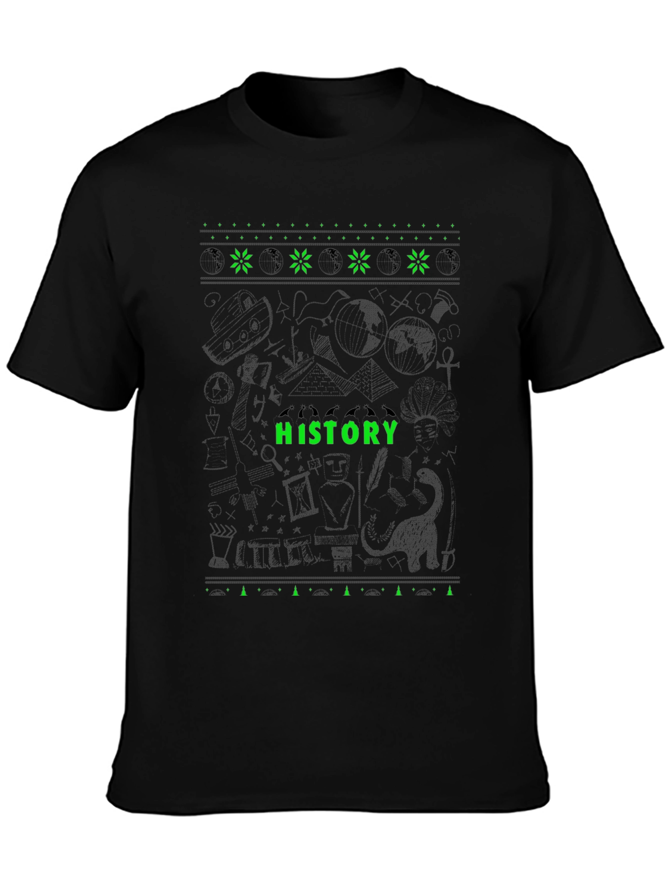 History Graphic Tee - Black Crew Neck T-Shirt