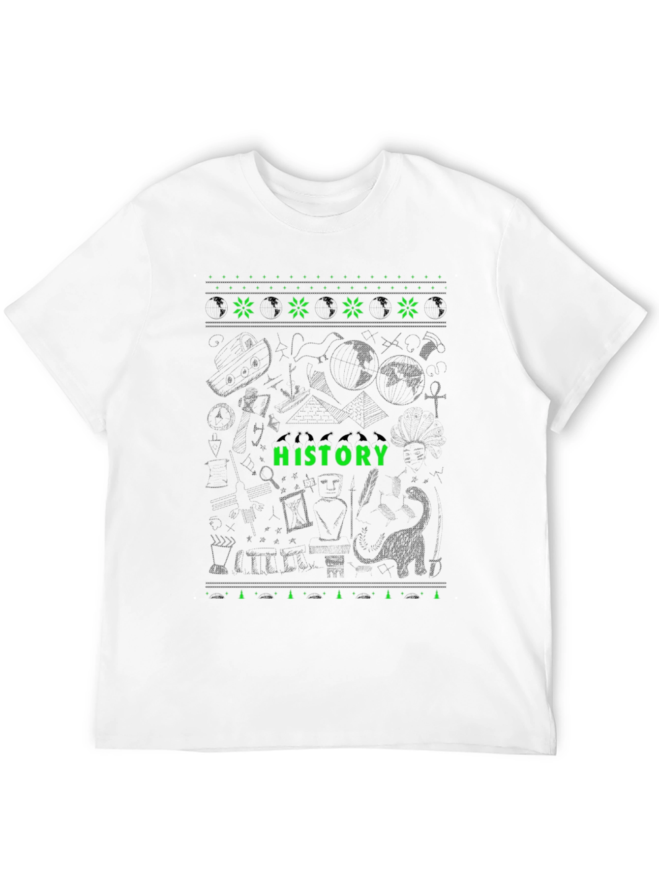 History Graphic Tee - Black Crew Neck T-Shirt