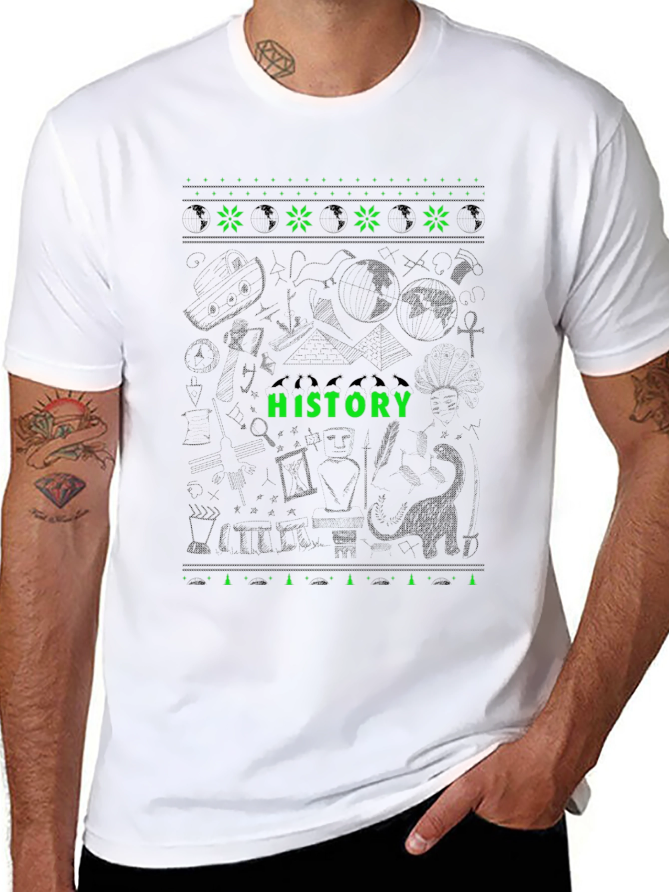 History Graphic Tee - Black Crew Neck T-Shirt