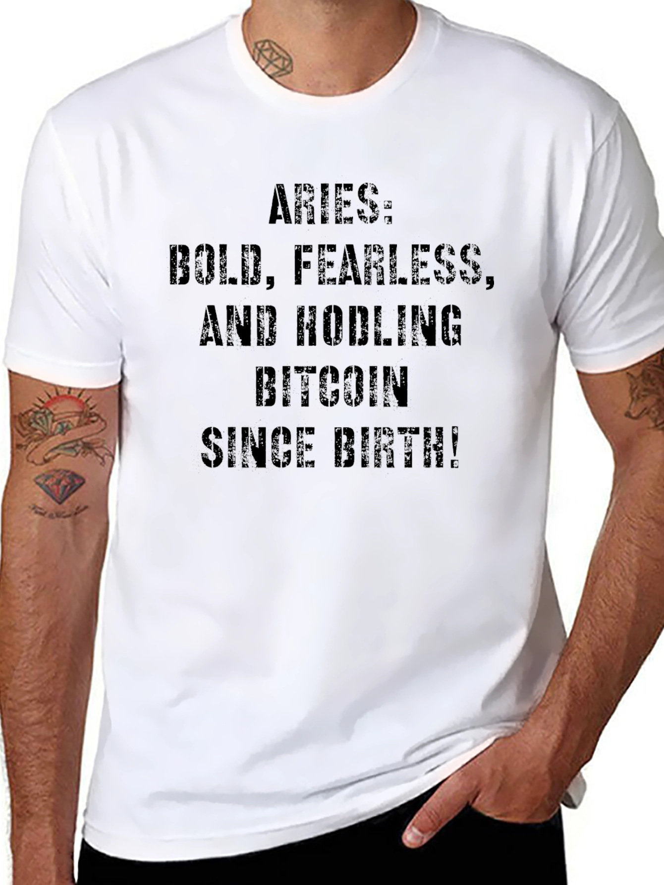 Aries Bitcoin HODLer T-Shirt - Bold Fearless Since Birth!