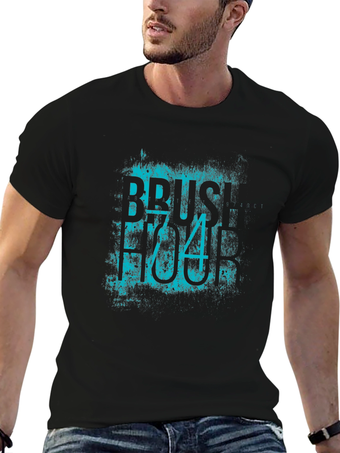 Brush Stroke Tee - Black Cotton Blend T-Shirt