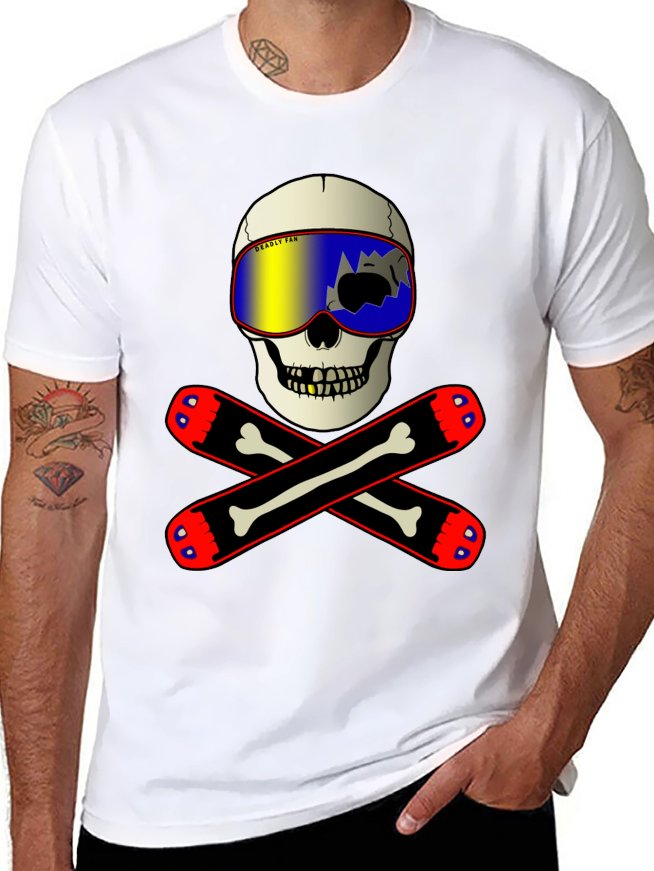 Skull & Skis Graphic Tee - Deadly Fan T-Shirt