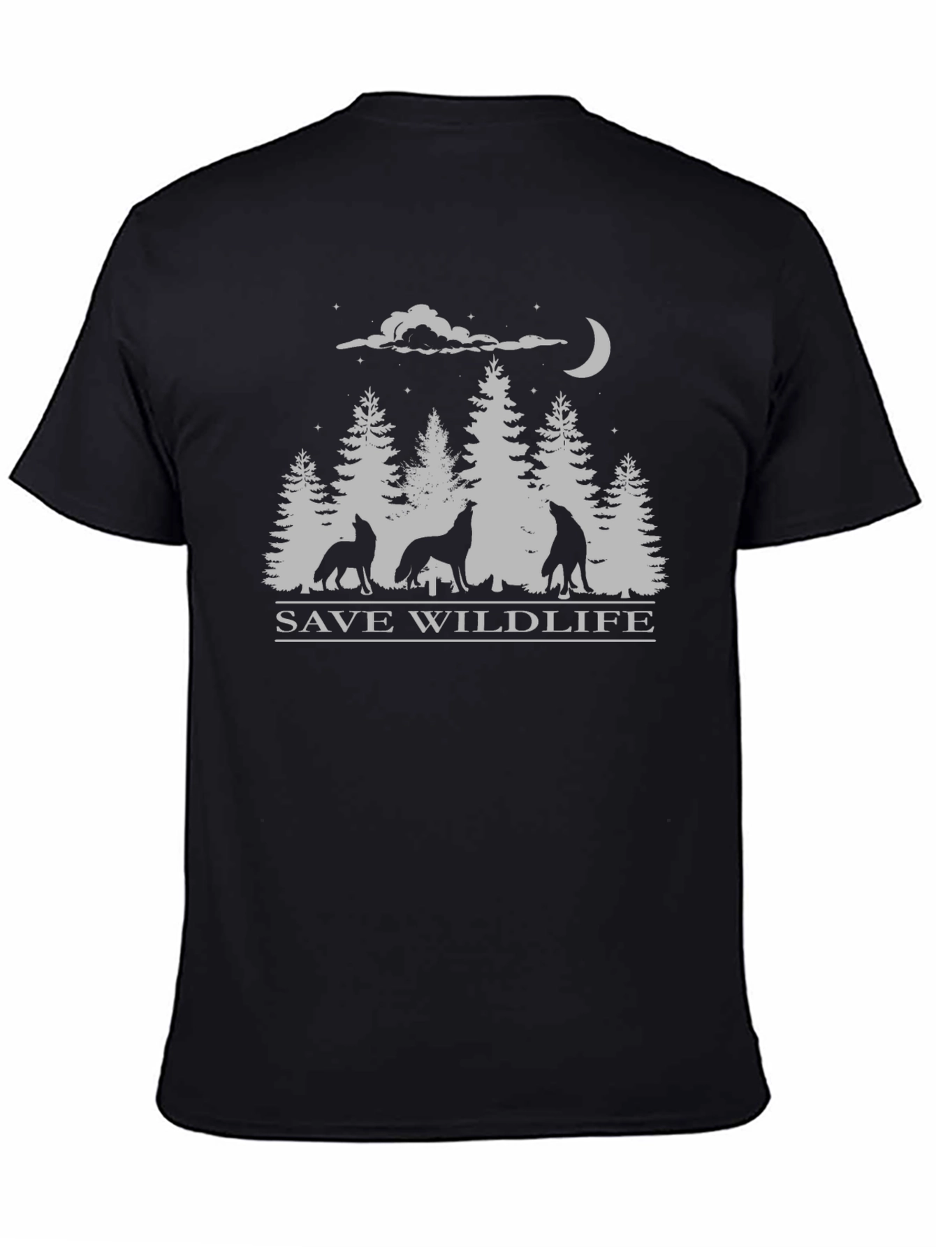 Save Wildlife Wolf Pack Black T-Shirt
