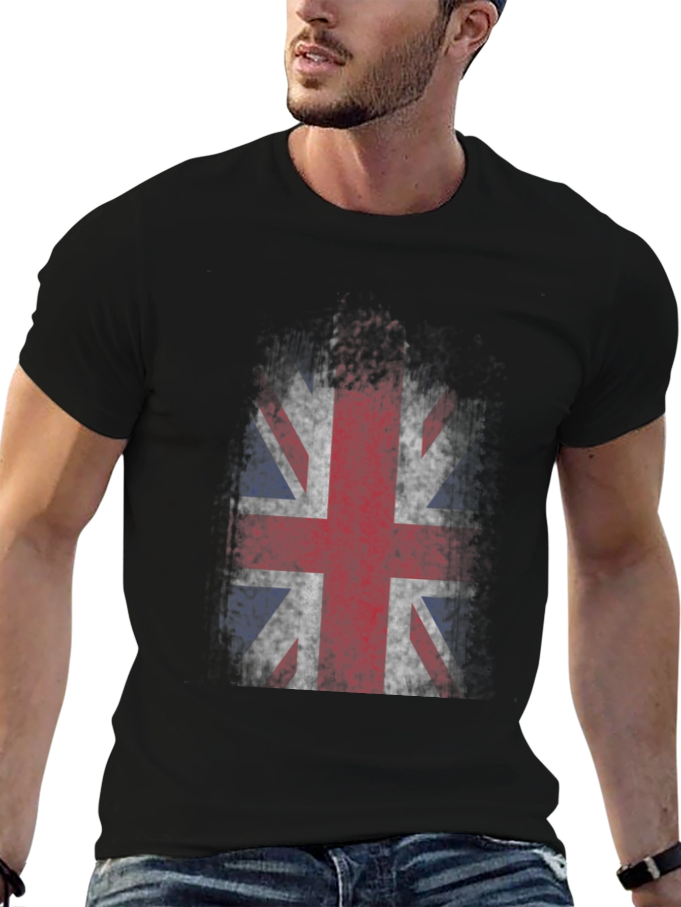 Union Jack Grunge Graphic T-Shirt - Black