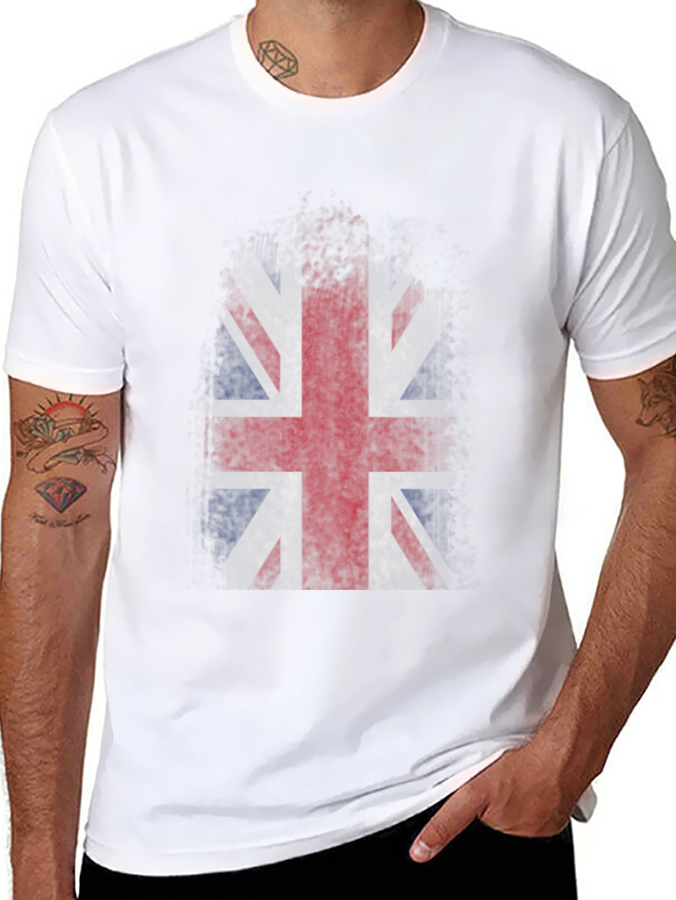 Union Jack Grunge Graphic T-Shirt - Black