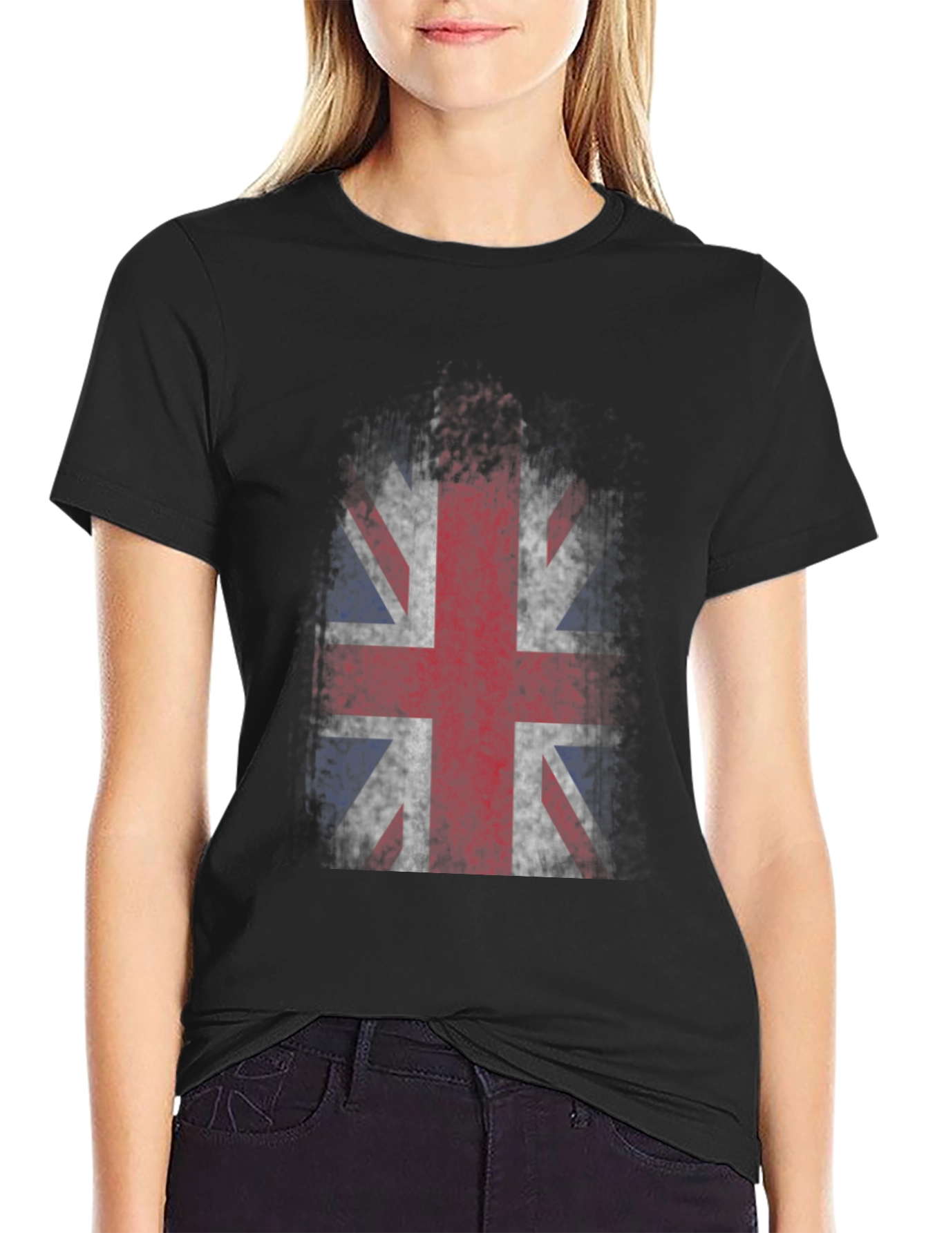 Union Jack Grunge Graphic T-Shirt - Black