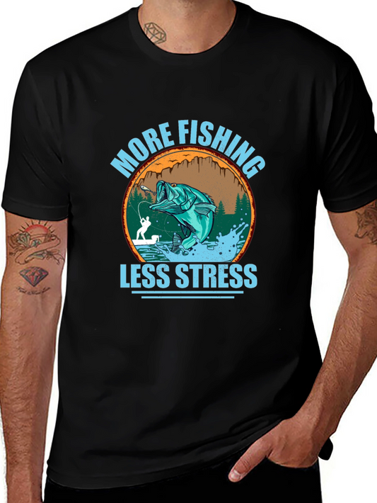 More Fishing Less Stress Graphic Tee