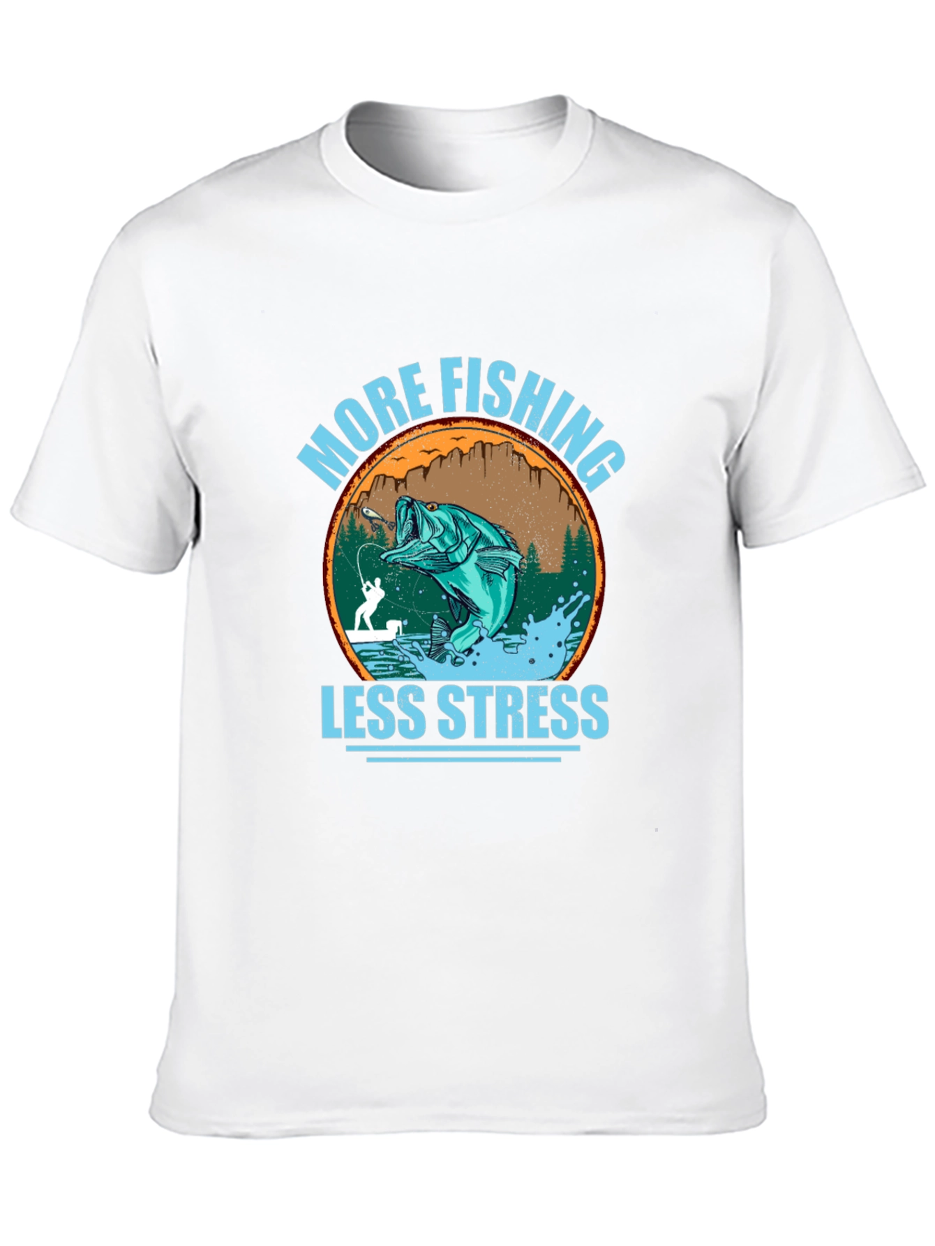 More Fishing Less Stress Graphic Tee