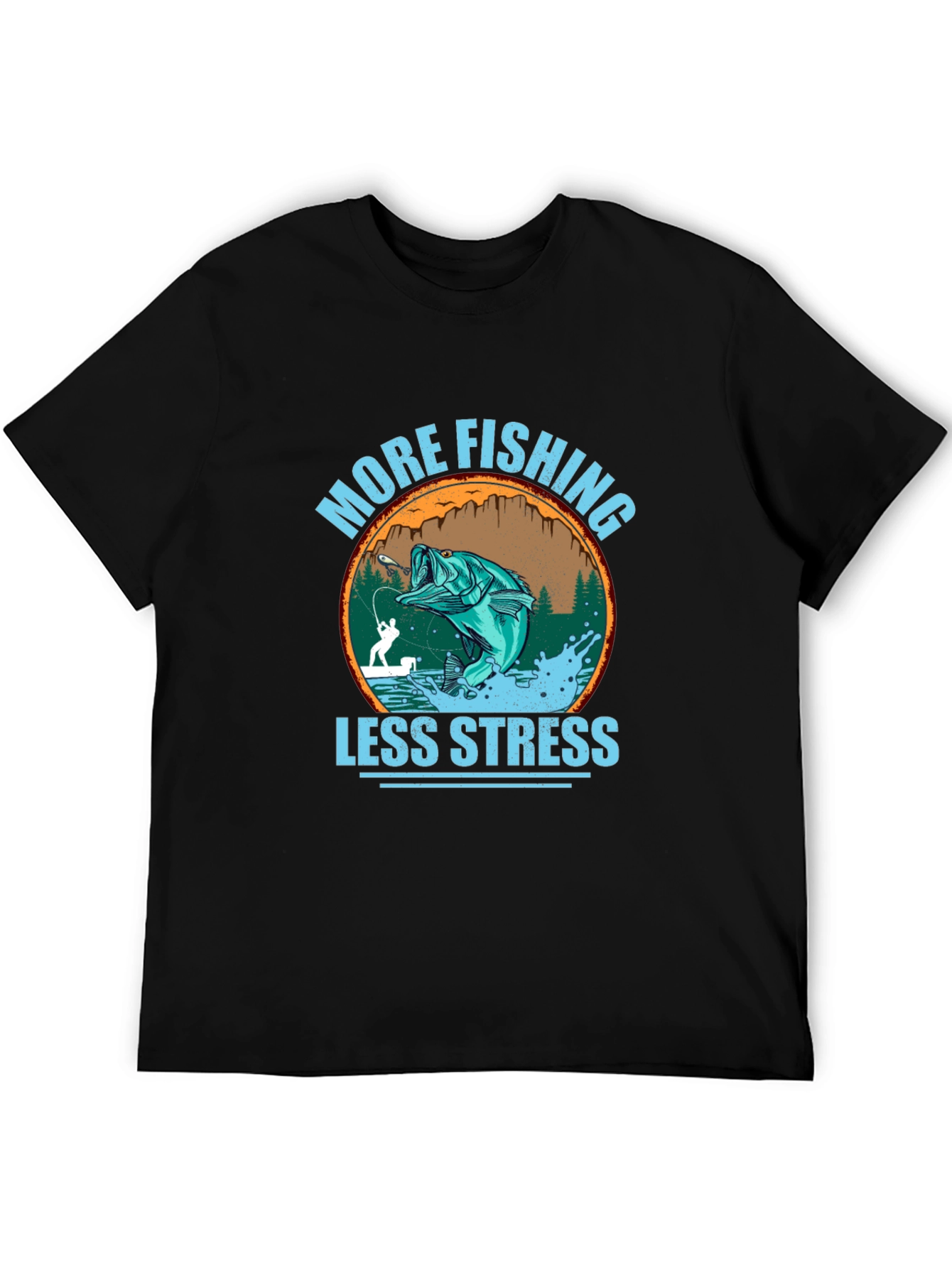 More Fishing Less Stress Graphic Tee