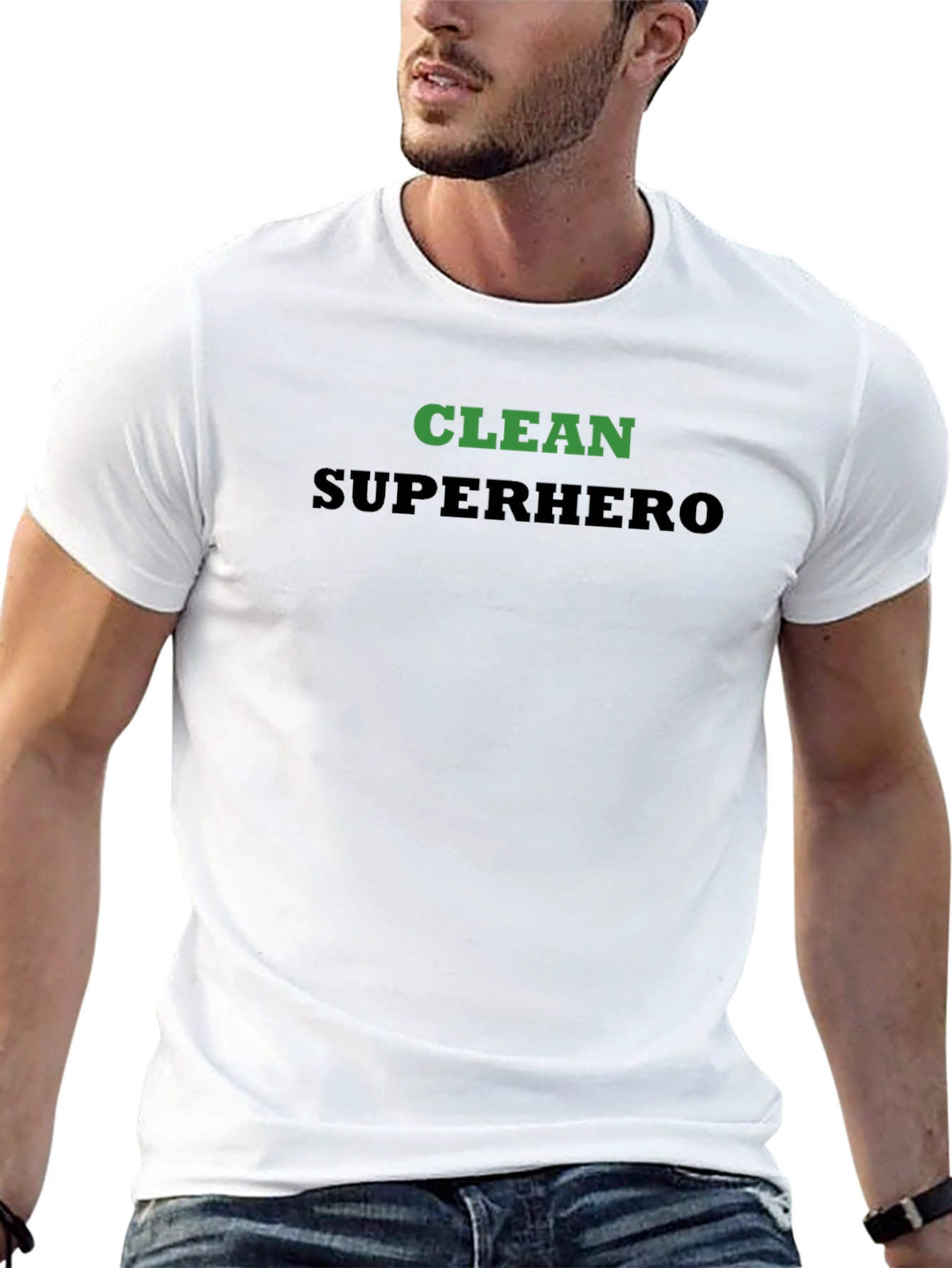 Clean Superhero T-Shirt: Green & Bold Design