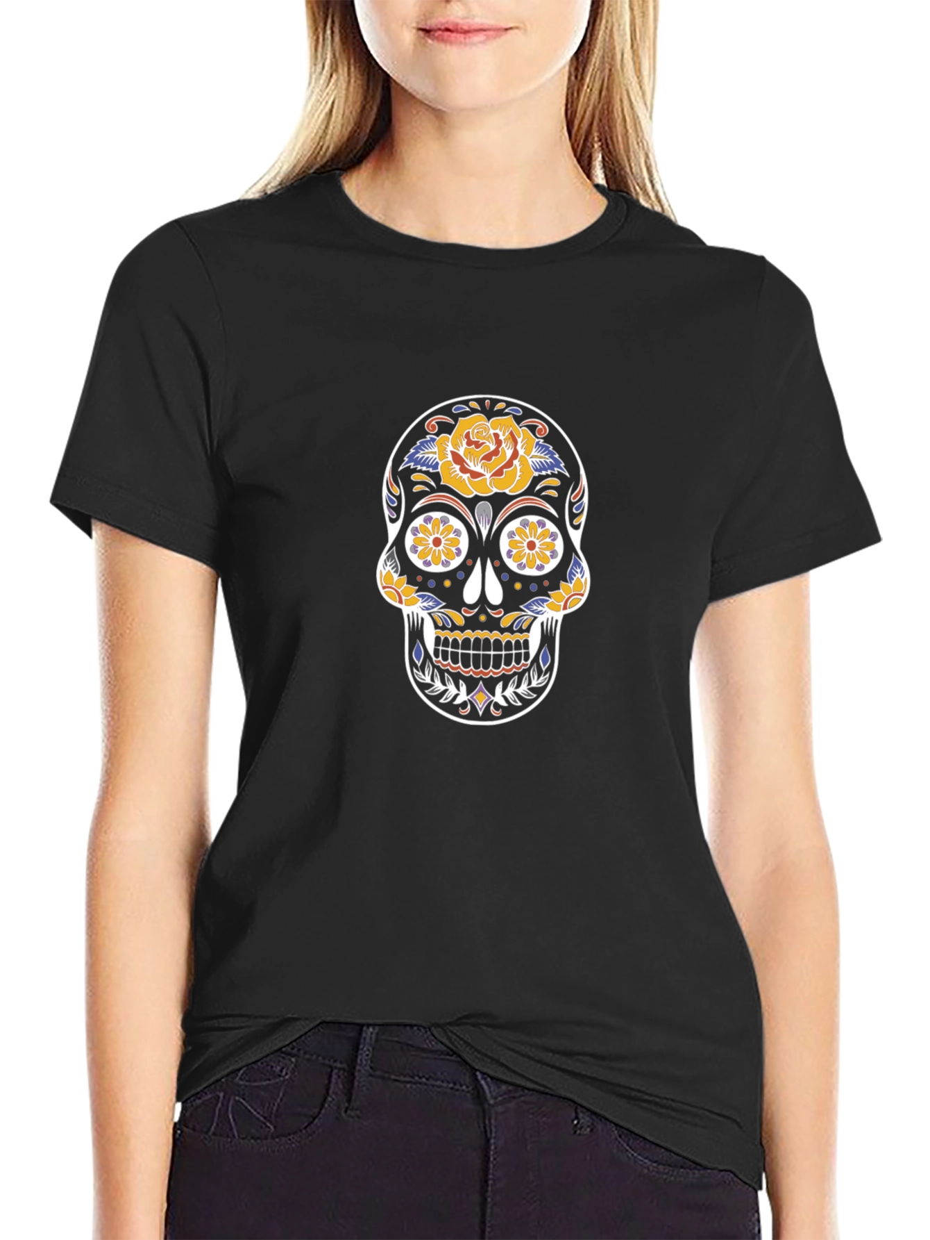 Sugar Skull Graphic Black T-Shirt