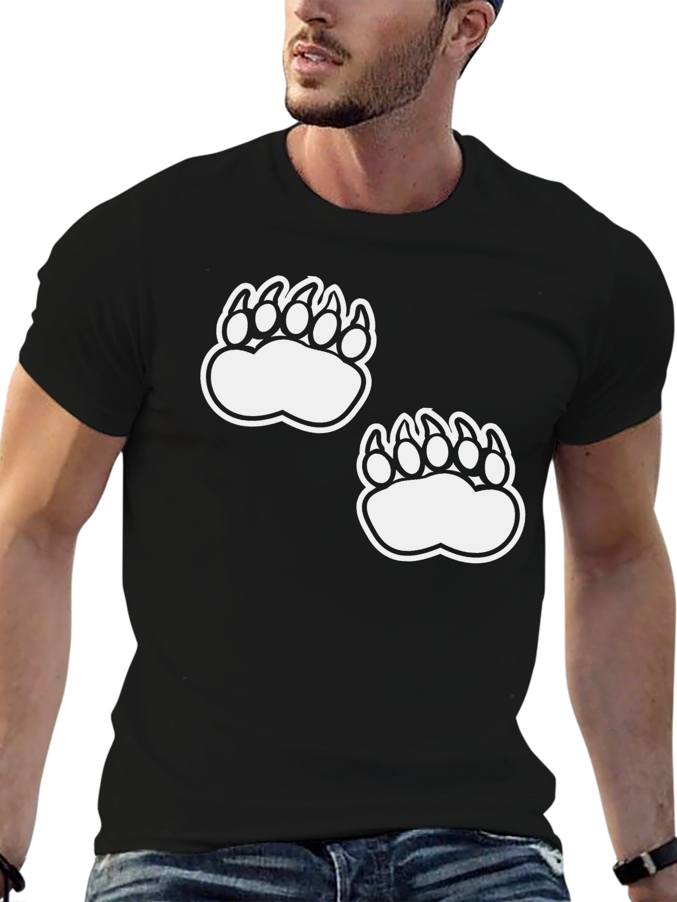Bear Paw Print Black T-Shirt