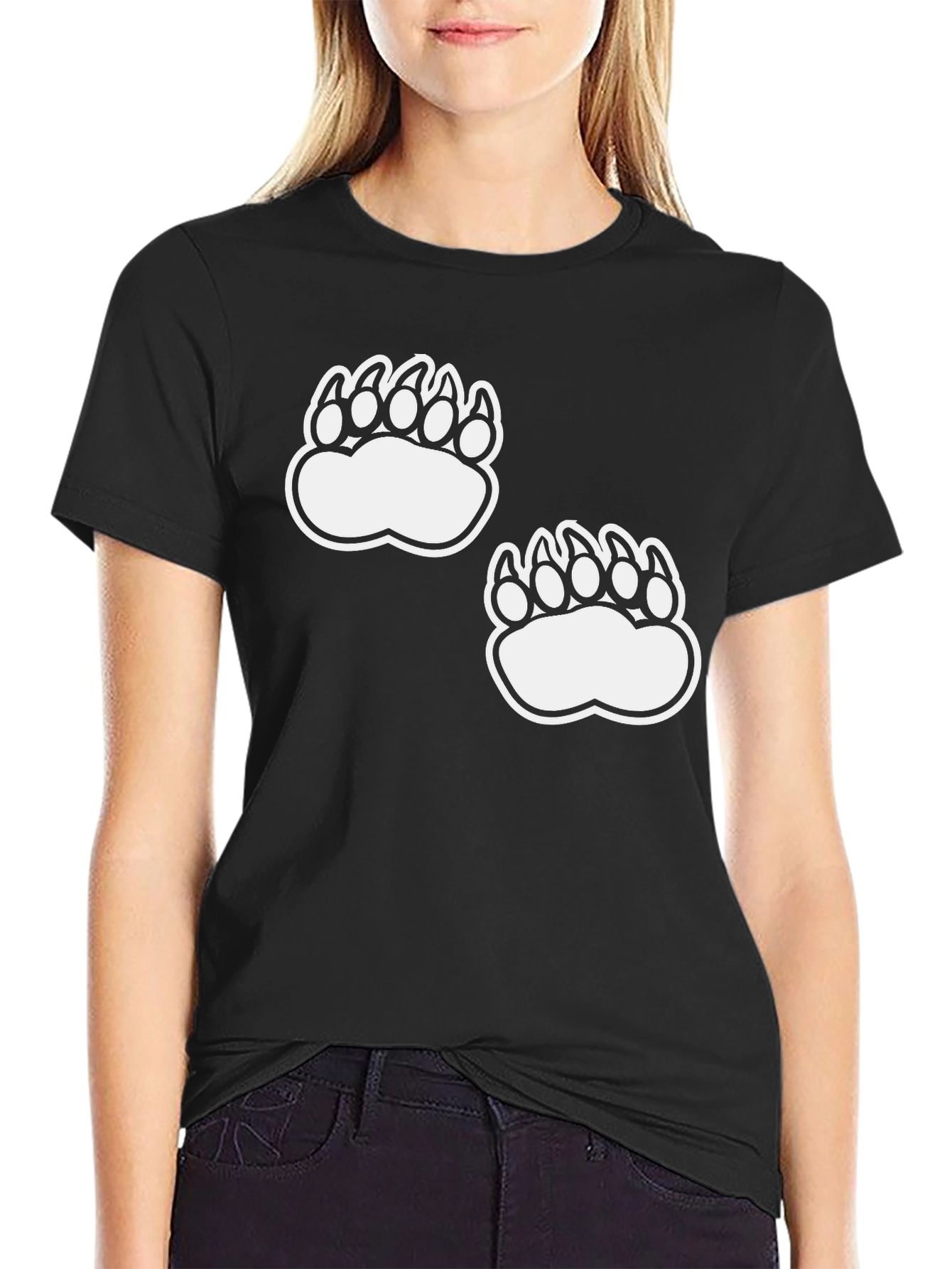 Bear Paw Print Black T-Shirt