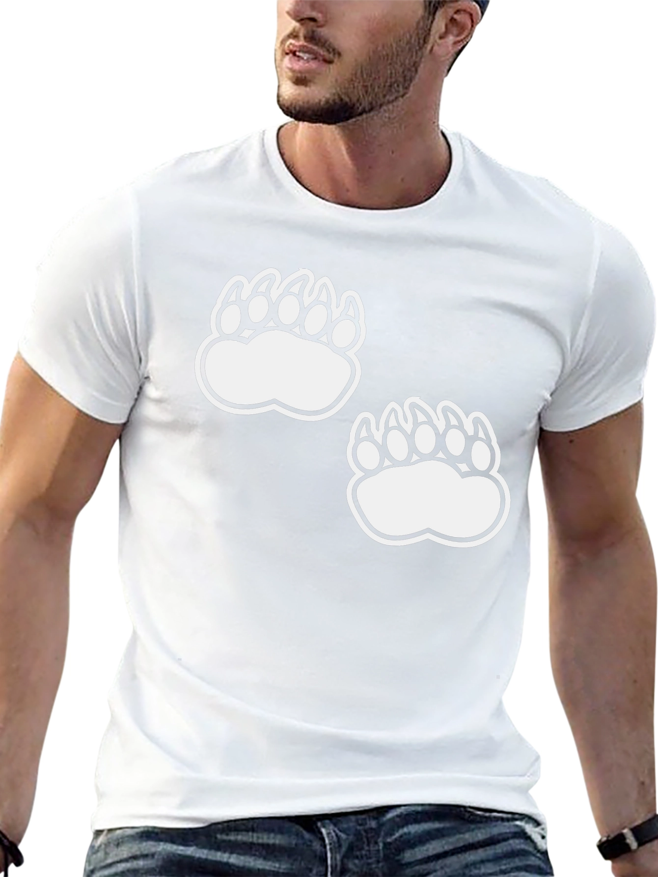 Bear Paw Print Black T-Shirt
