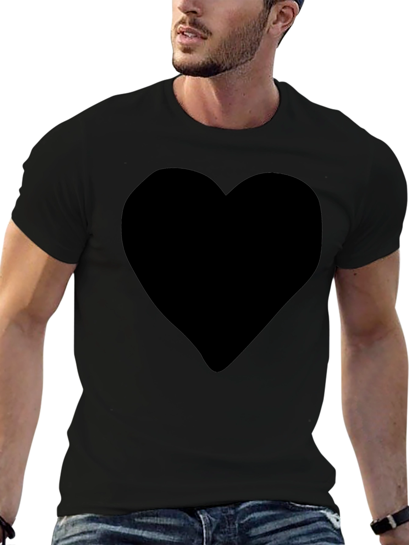 Black Heart Graphic Tee - Mens Crew Neck