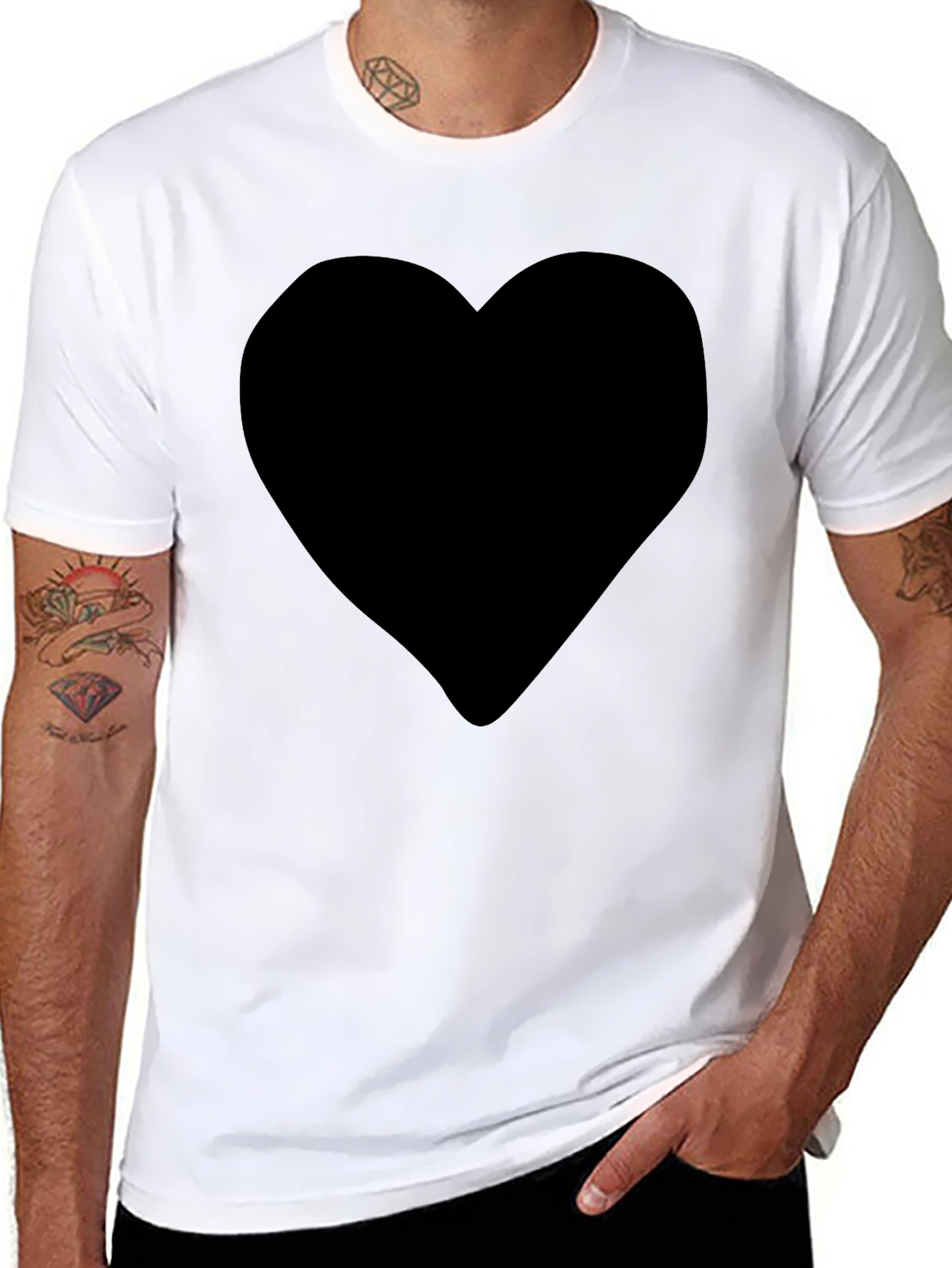 Black Heart Graphic Tee - Mens Crew Neck