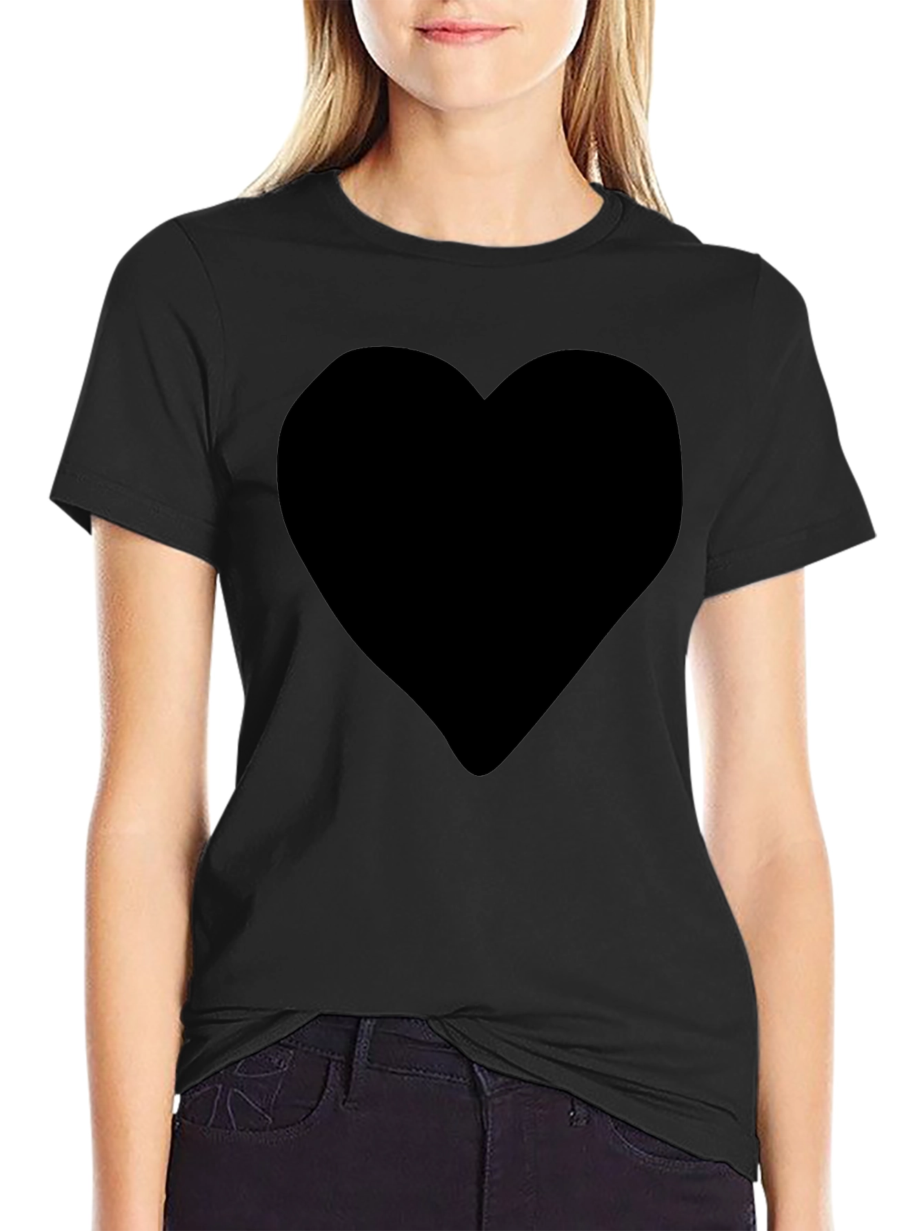 Black Heart Graphic Tee - Mens Crew Neck