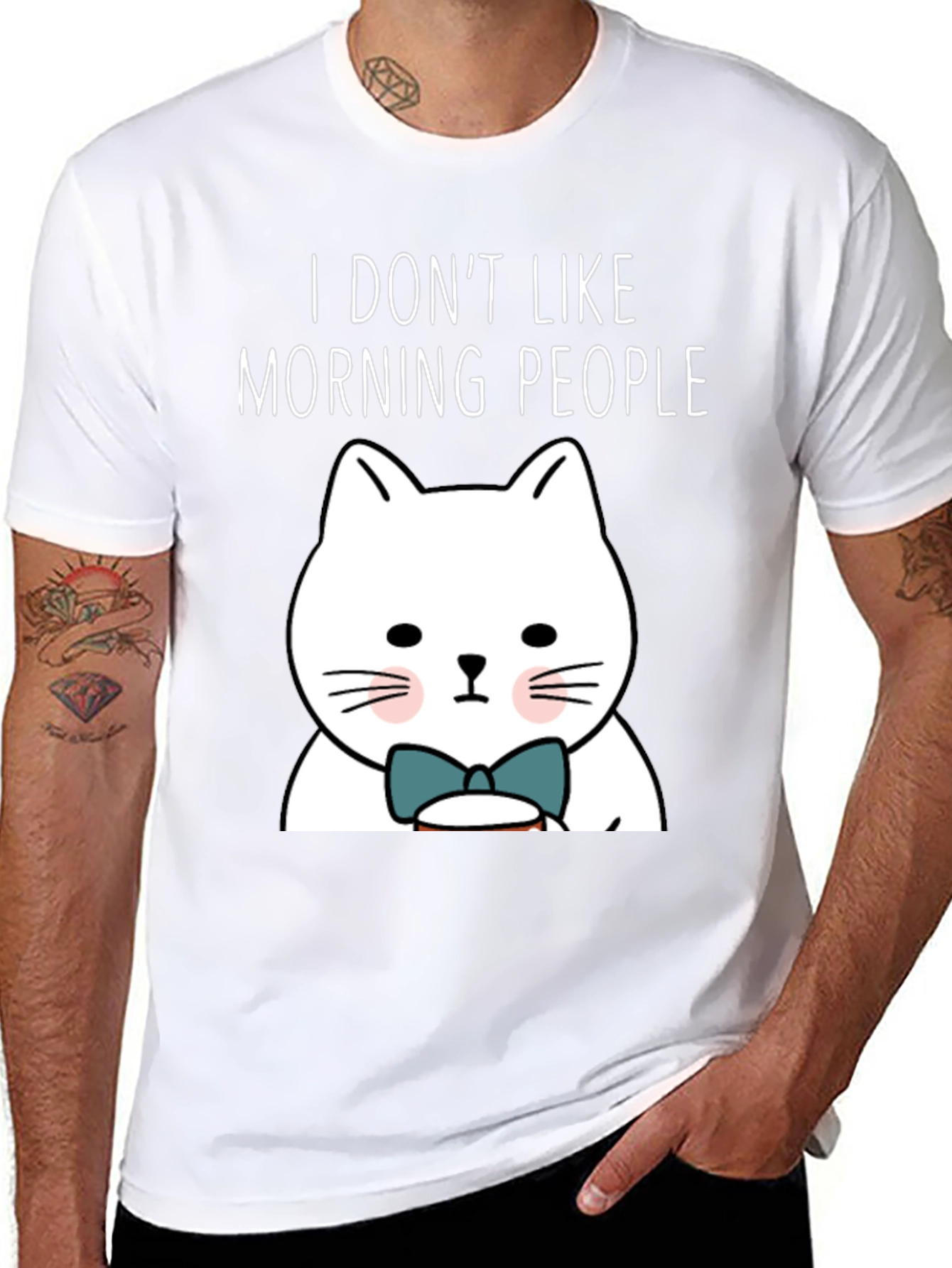 I Dont Like Morning People Funny Cat T-Shirt