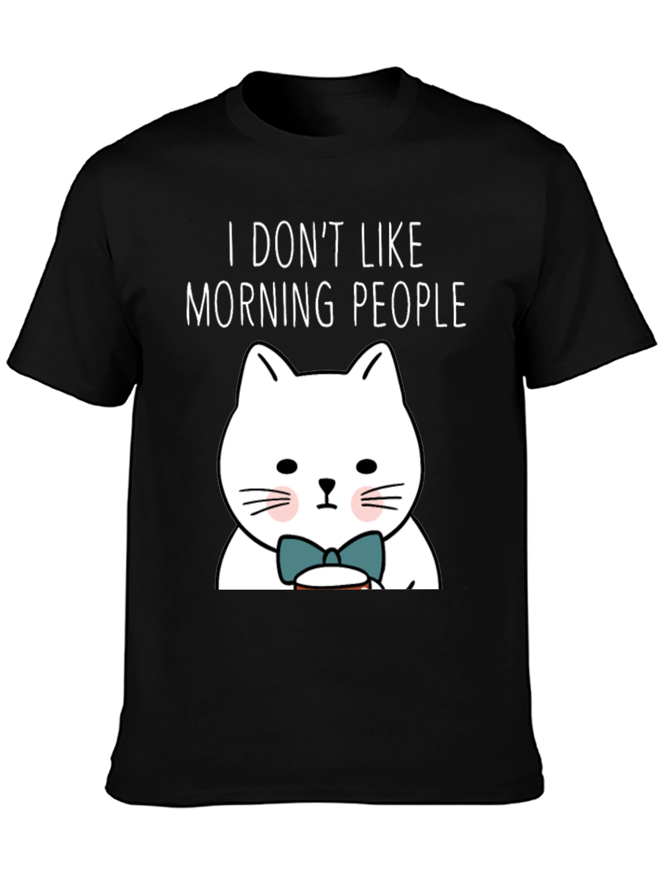 I Dont Like Morning People Funny Cat T-Shirt