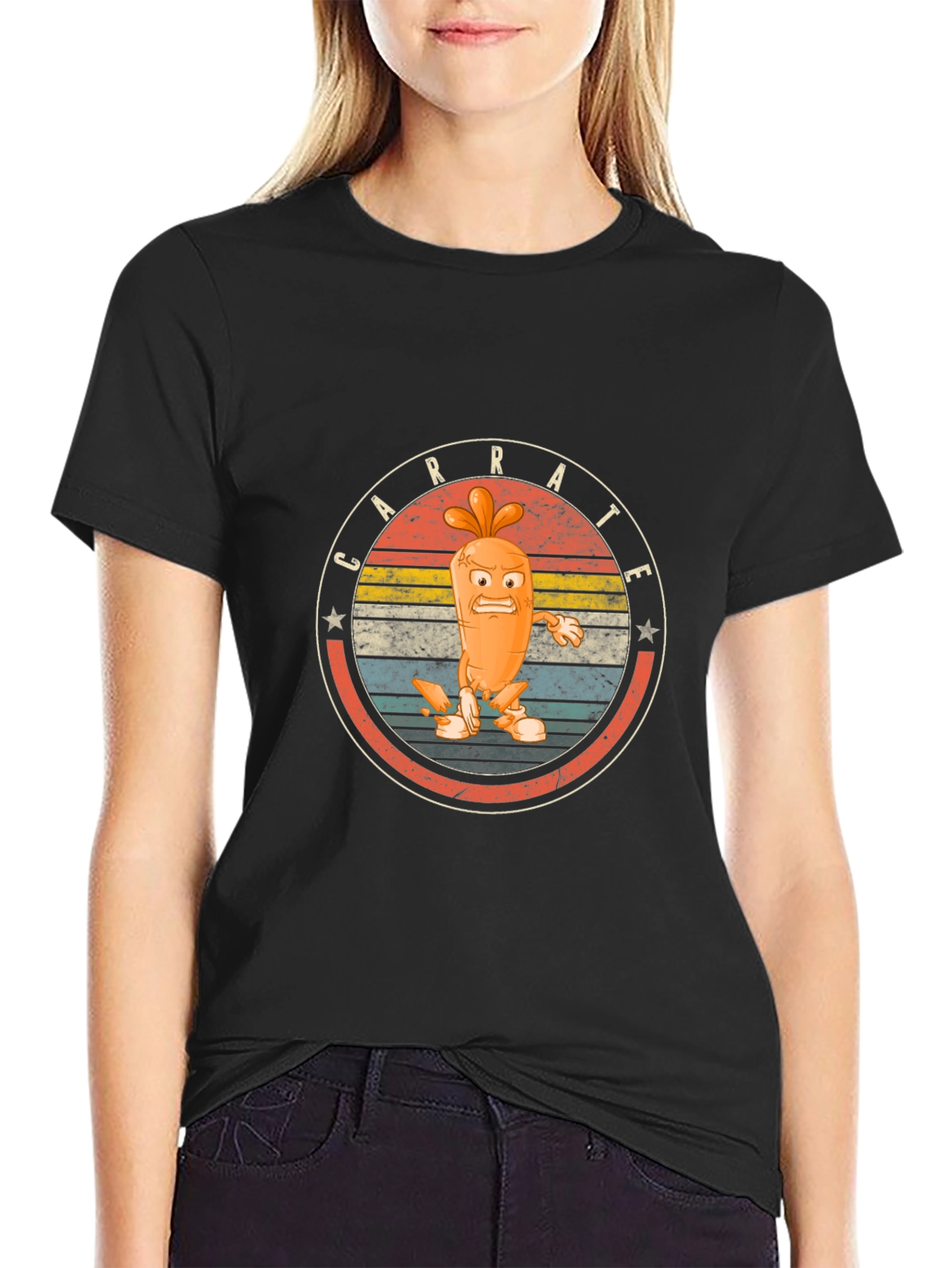Carrot Karate Graphic Tee - Black Cotton T-Shirt