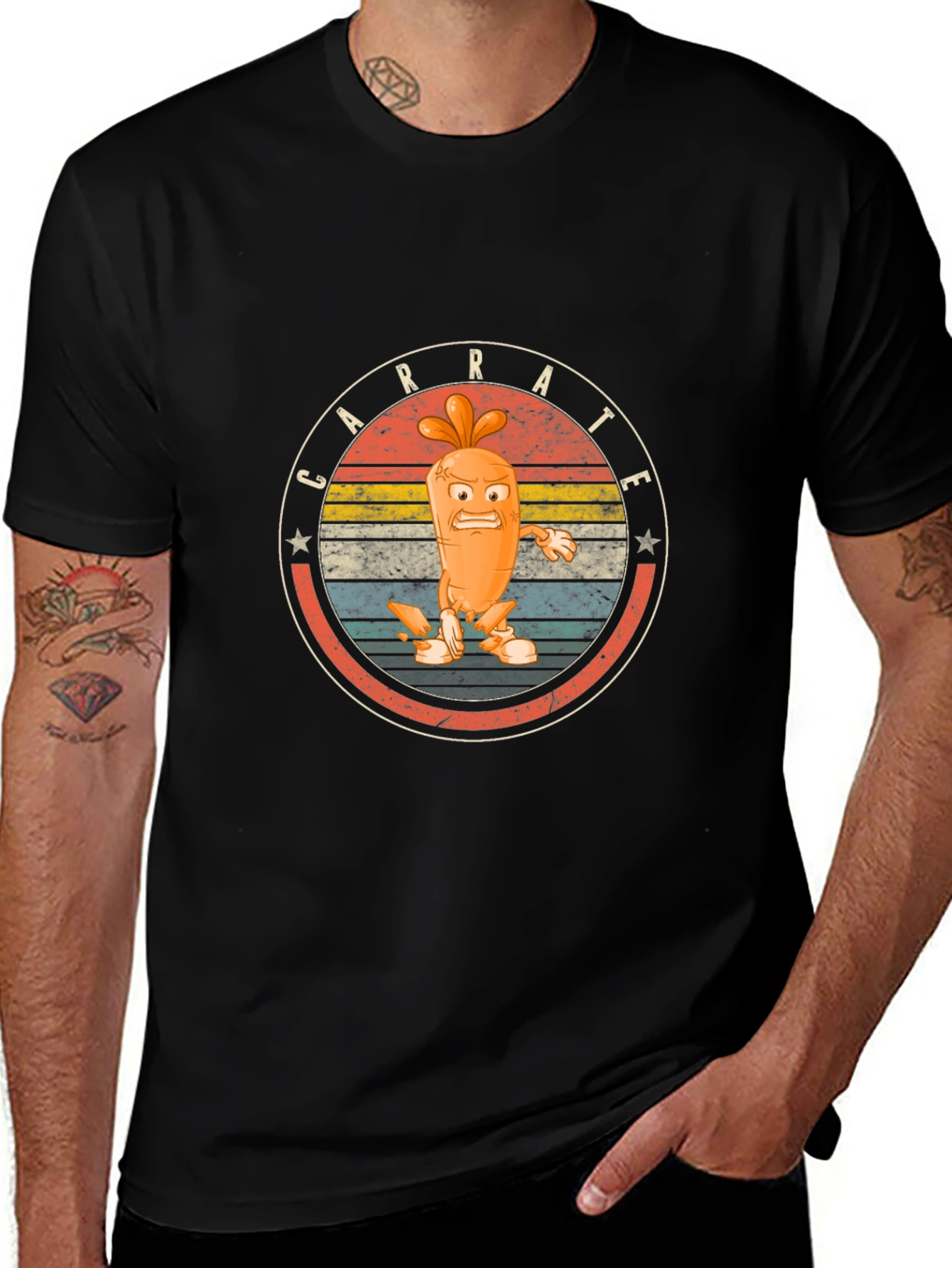 Carrot Karate Graphic Tee - Black Cotton T-Shirt