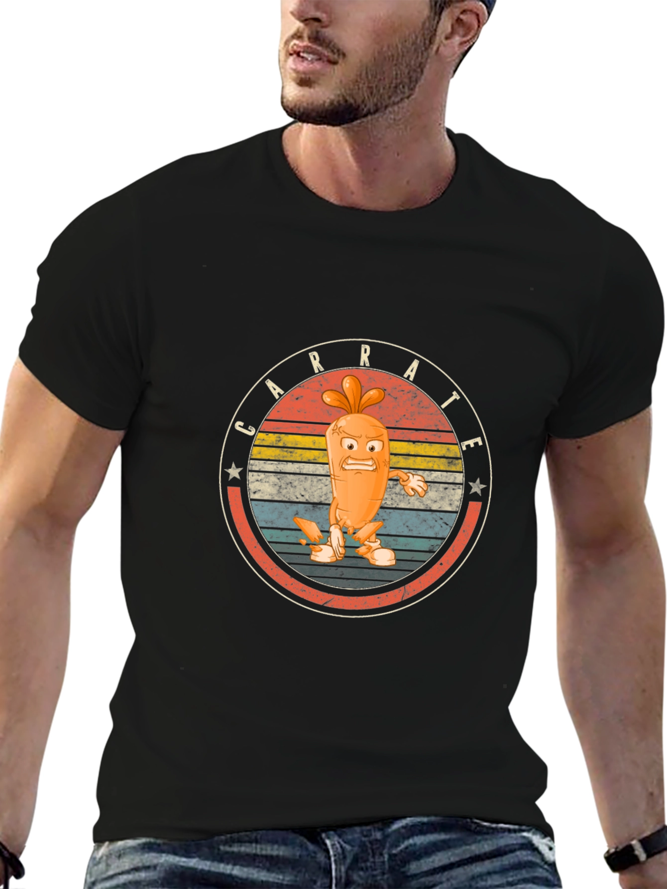 Carrot Karate Graphic Tee - Black Cotton T-Shirt