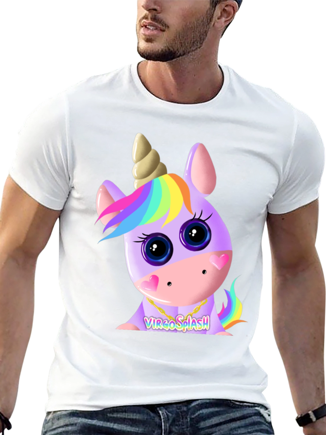 Virgo Splash Unicorn Black T-Shirt