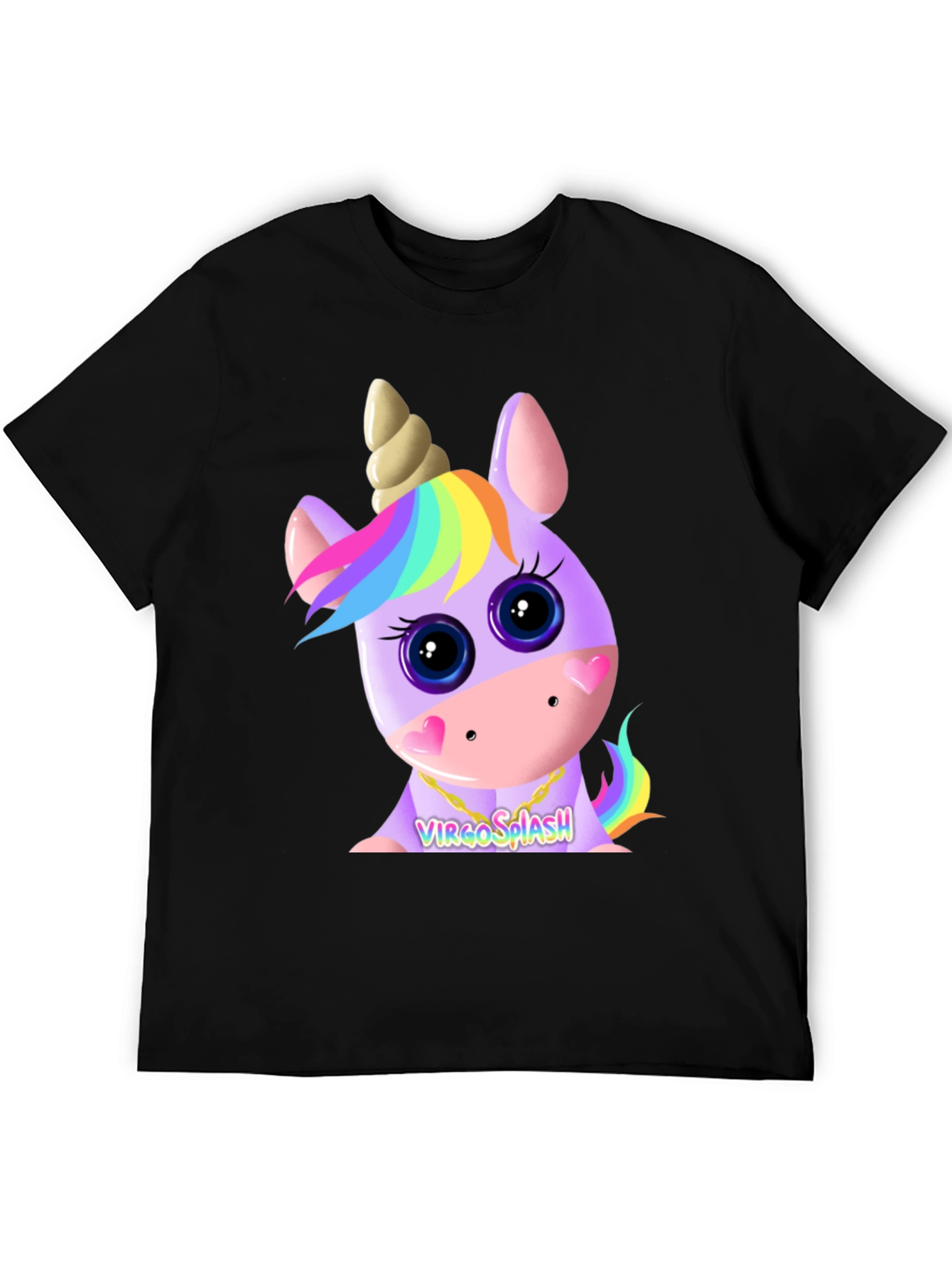 Virgo Splash Unicorn Black T-Shirt