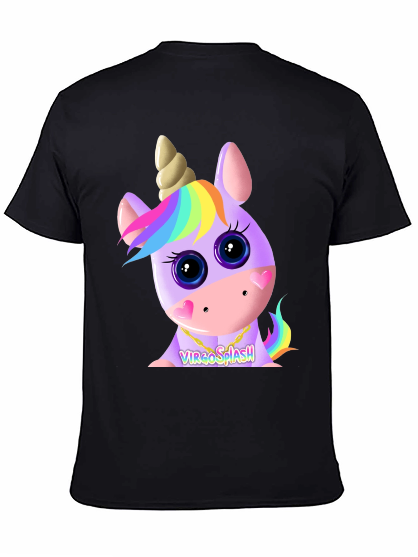 Virgo Splash Unicorn Black T-Shirt
