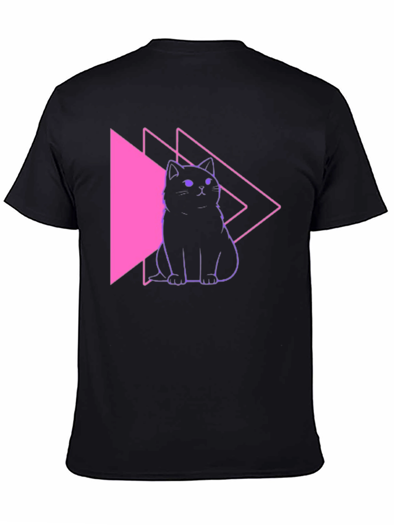 Neon Cat Graphic Black T-Shirt