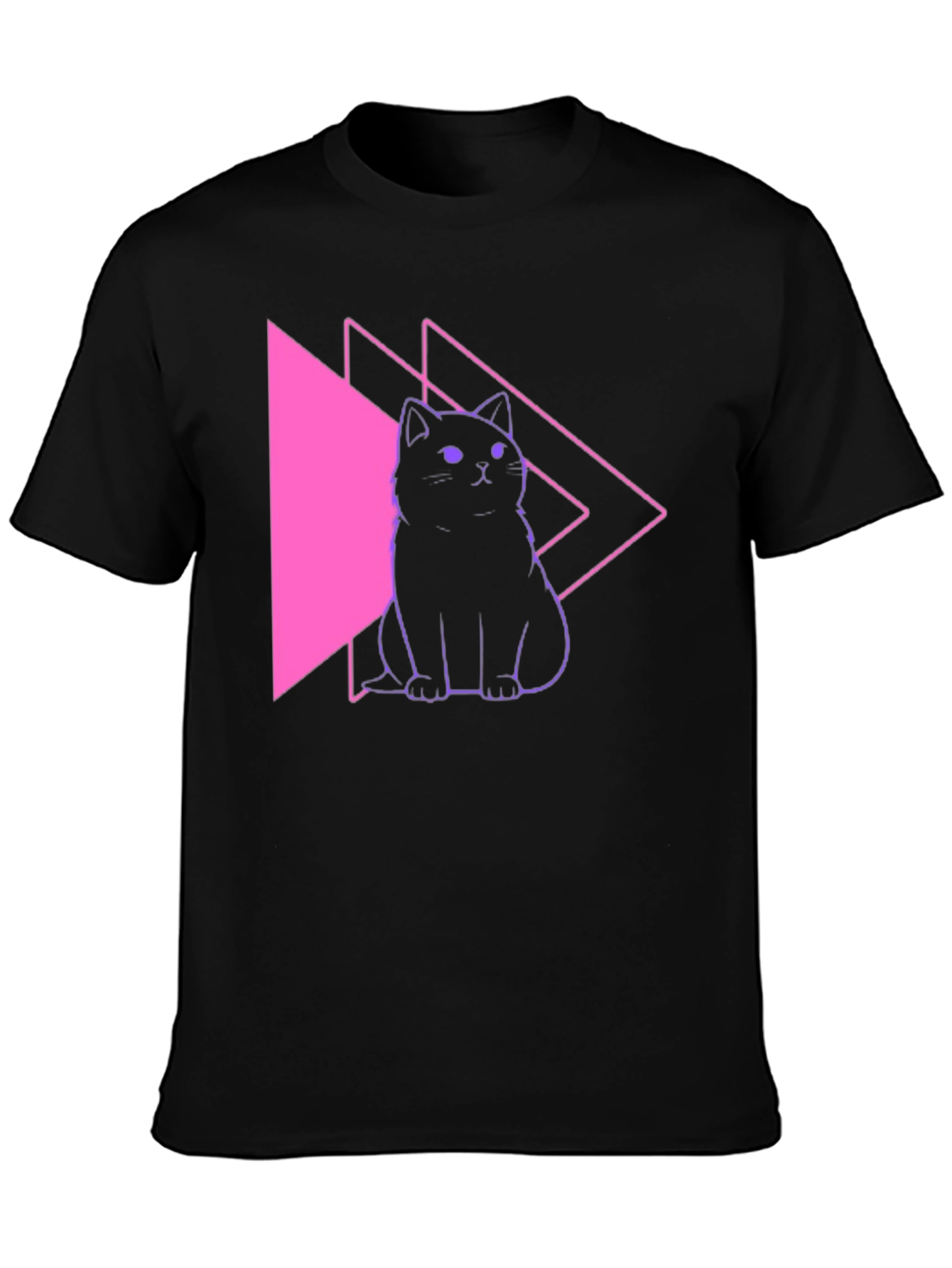 Neon Cat Graphic Black T-Shirt