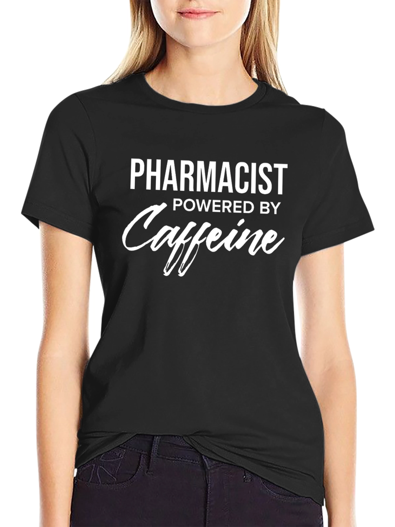 Pharmacist Powered by Caffeine Graphic Tee
