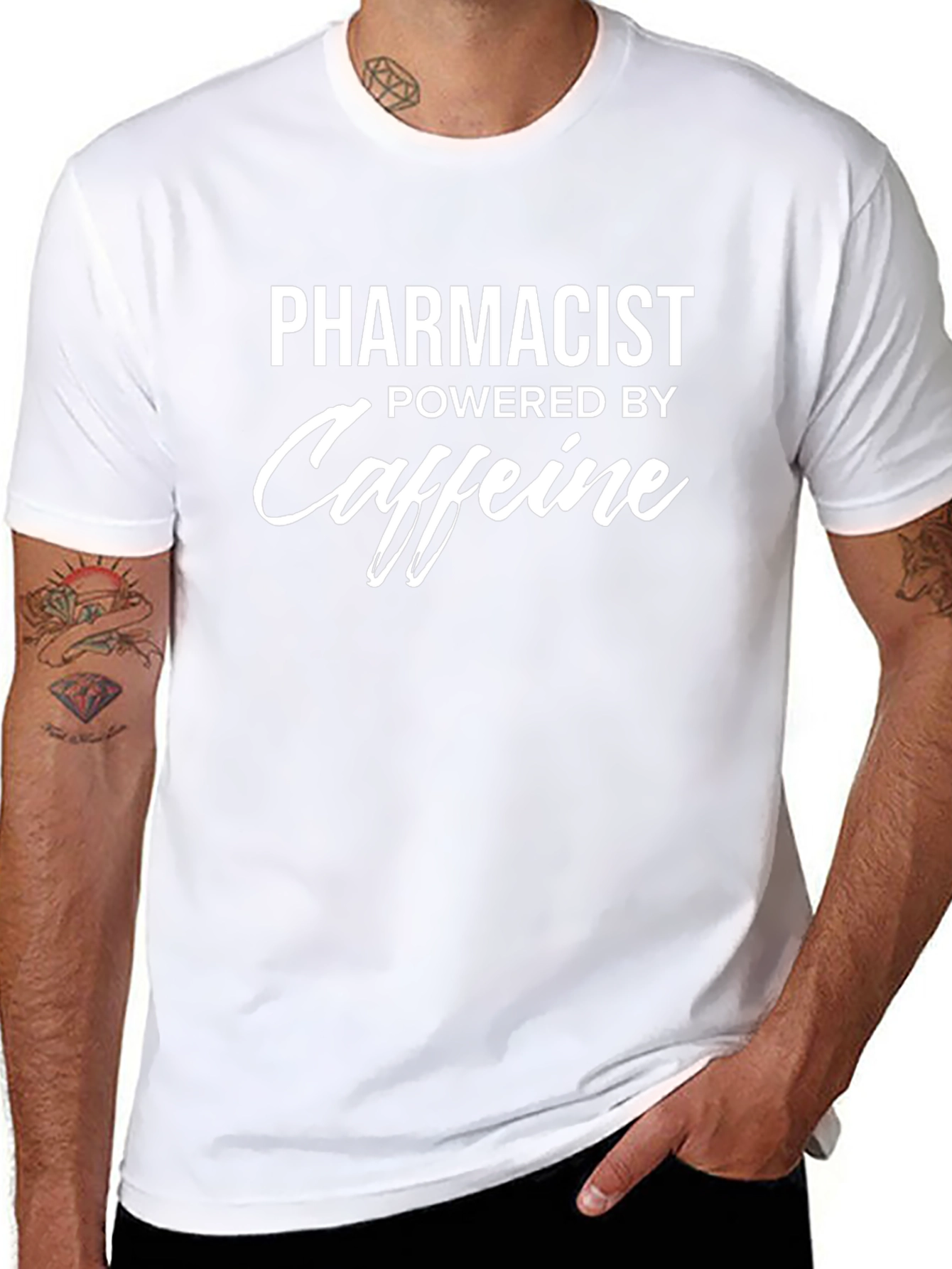 Pharmacist Powered by Caffeine Graphic Tee