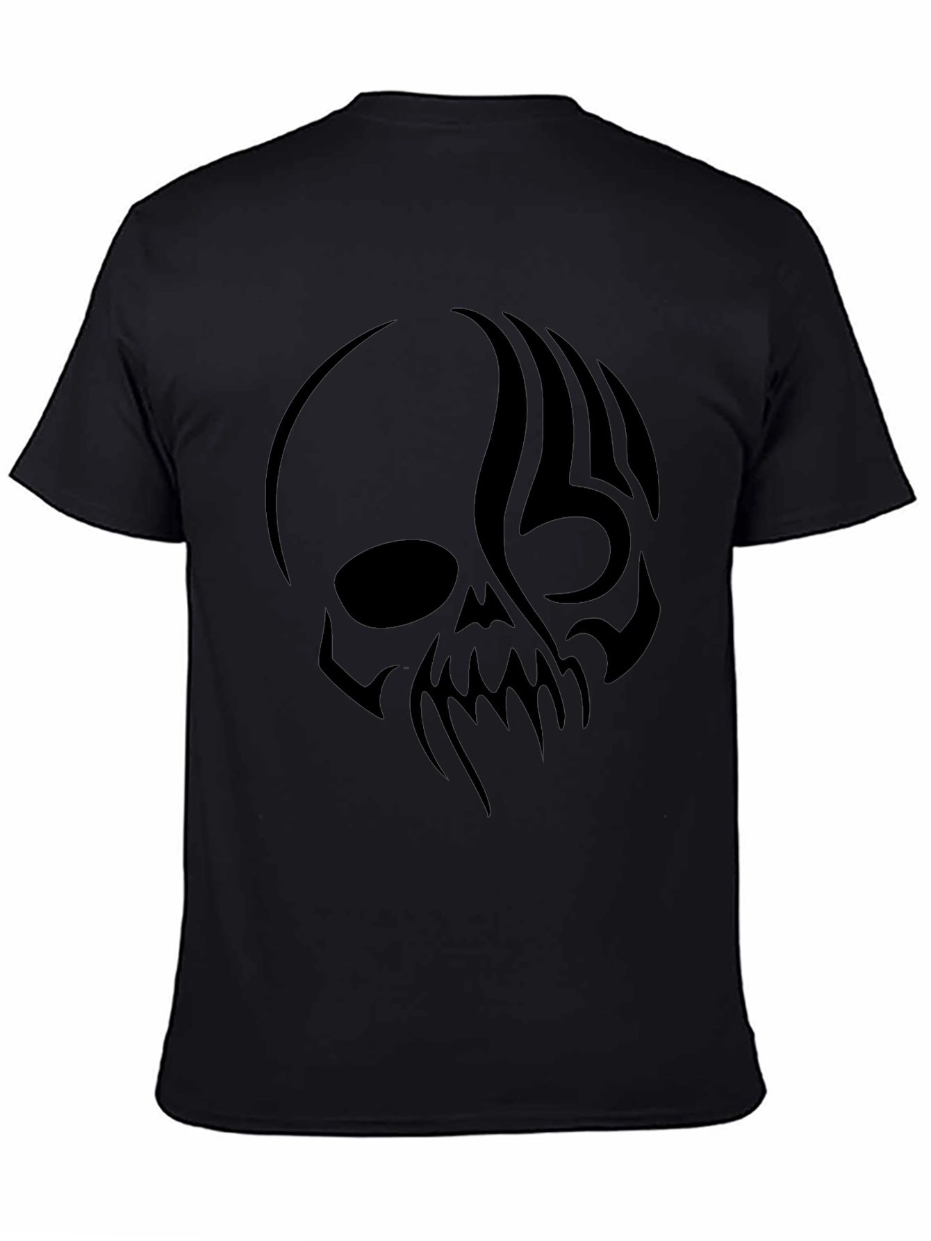 Mens Black T-Shirt with Skull Graphic Print