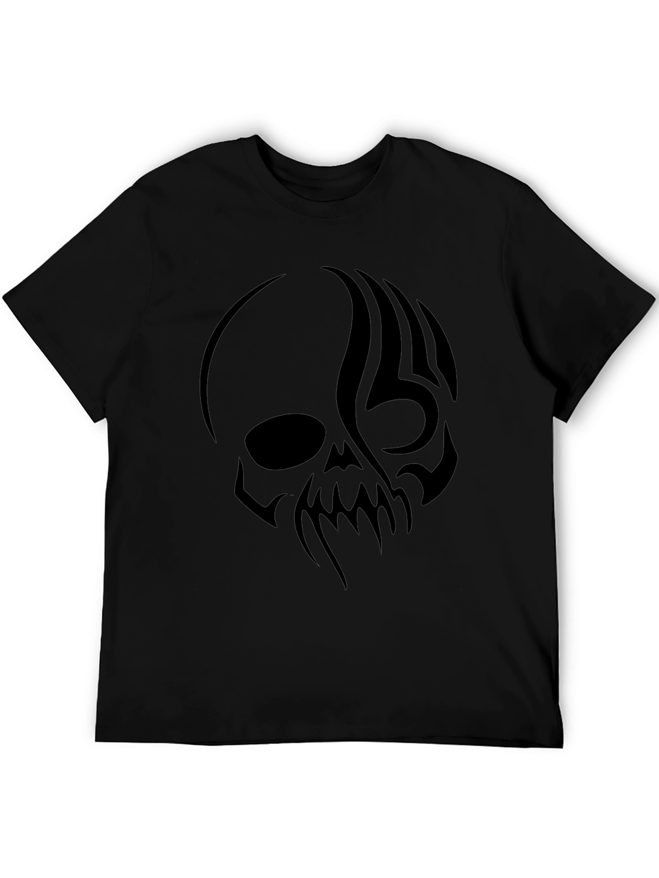 Mens Black T-Shirt with Skull Graphic Print