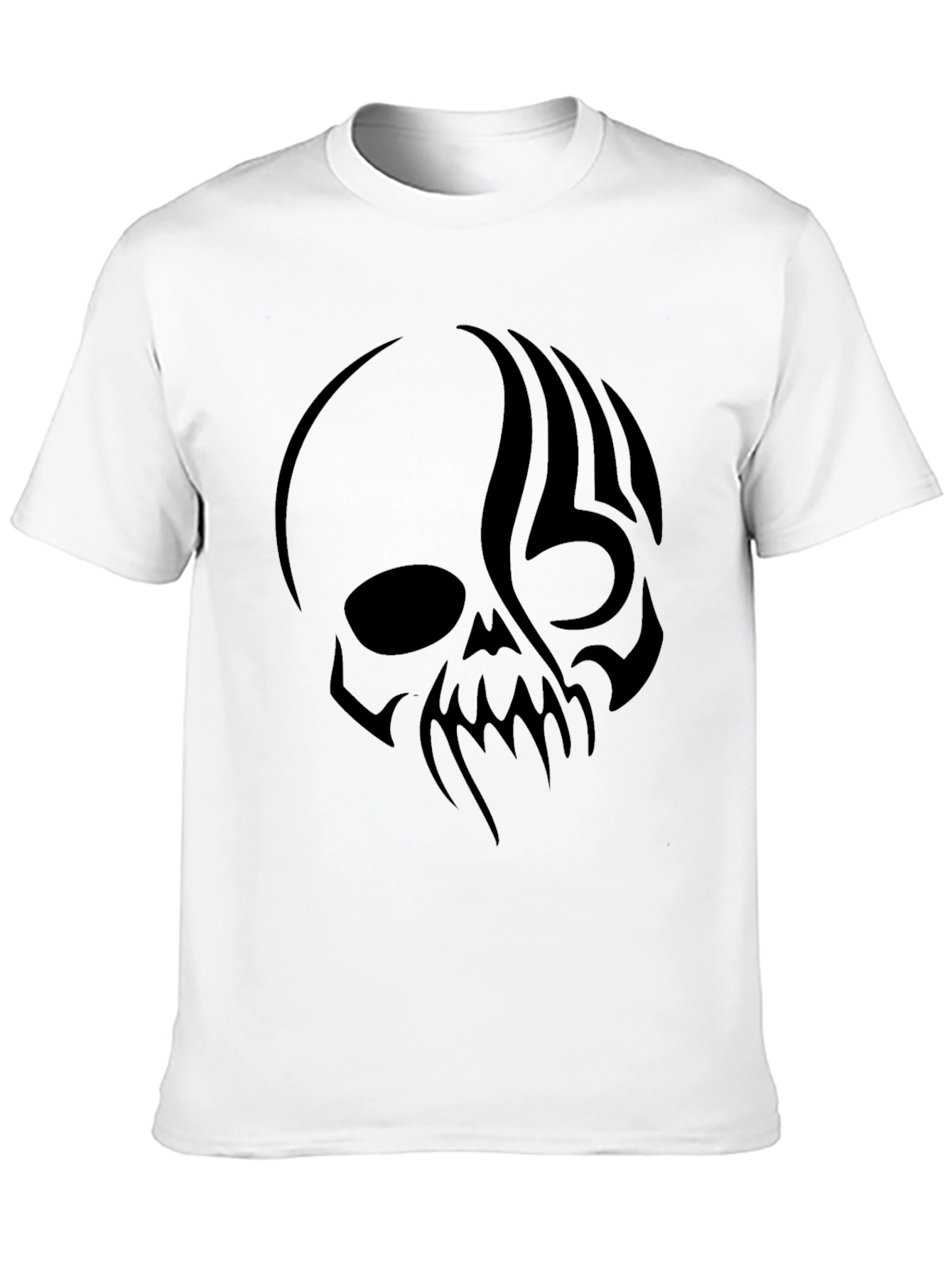 Mens Black T-Shirt with Skull Graphic Print