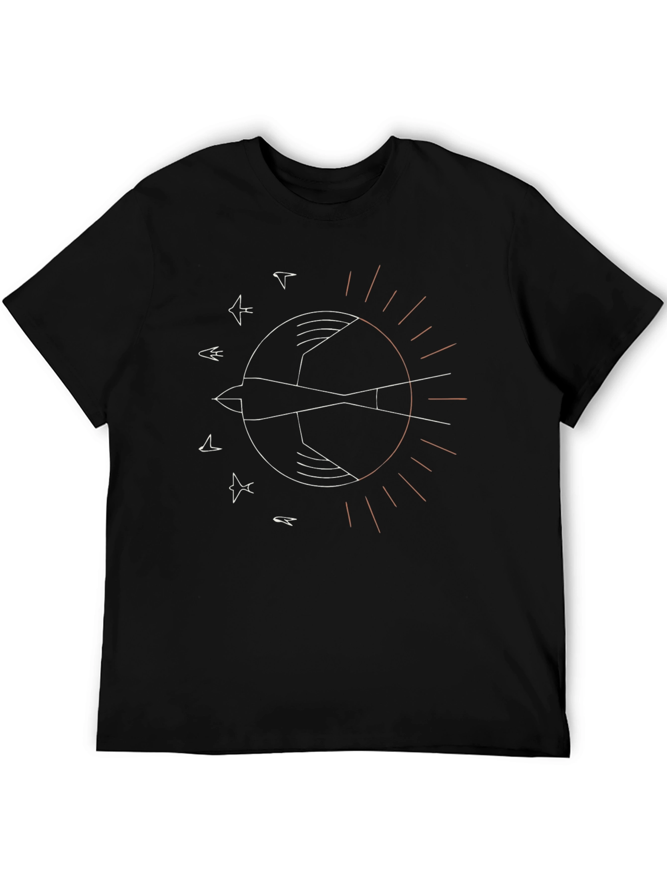 Minimalist Swallow Graphic T-Shirt - Black