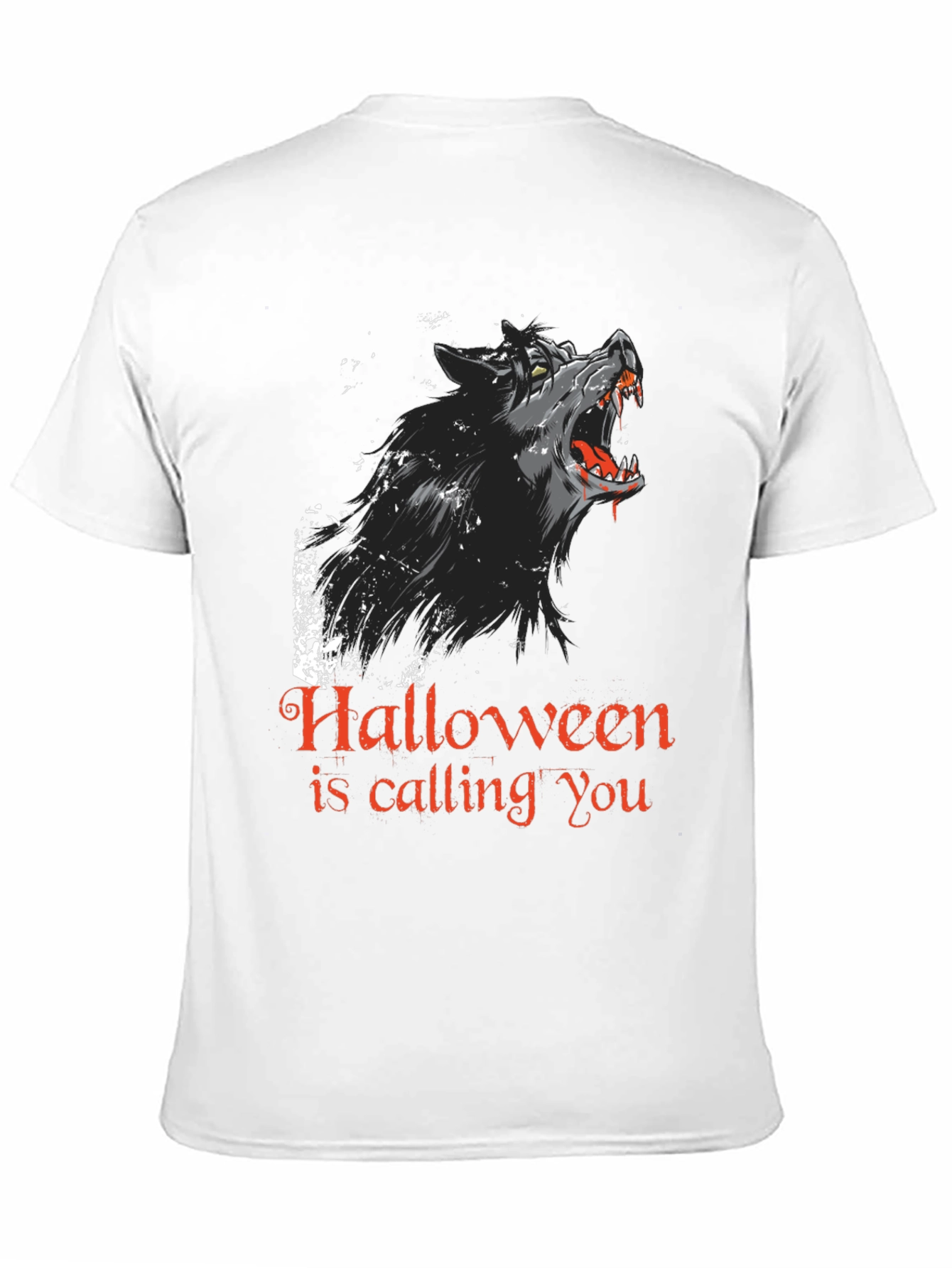 Halloween Howling Wolf Graphic Tee - Black