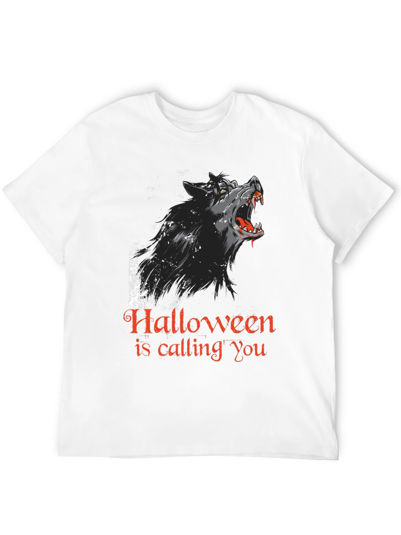 Halloween Howling Wolf Graphic Tee - Black