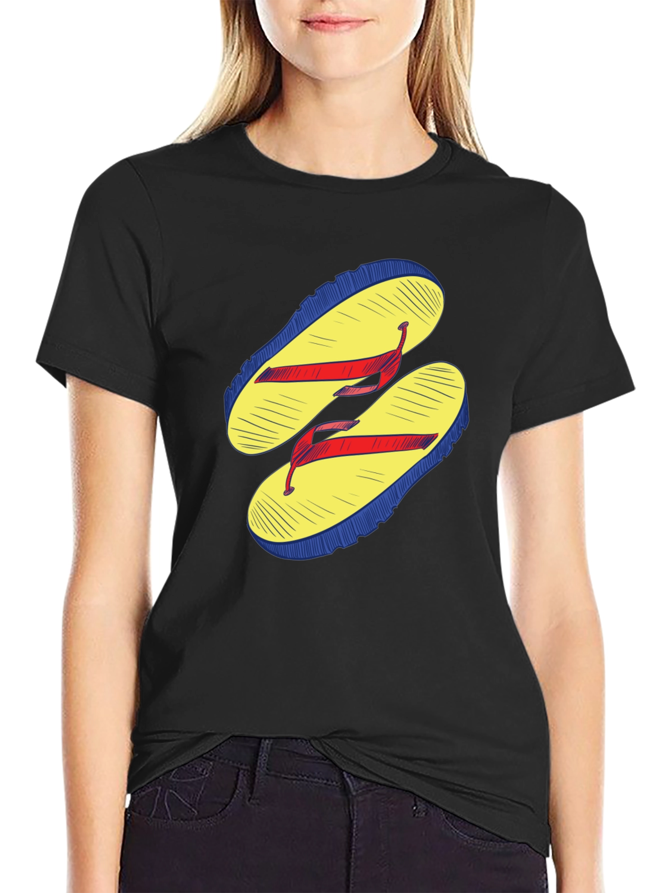 Flip Flop Graphic Tee - Casual Black T-Shirt