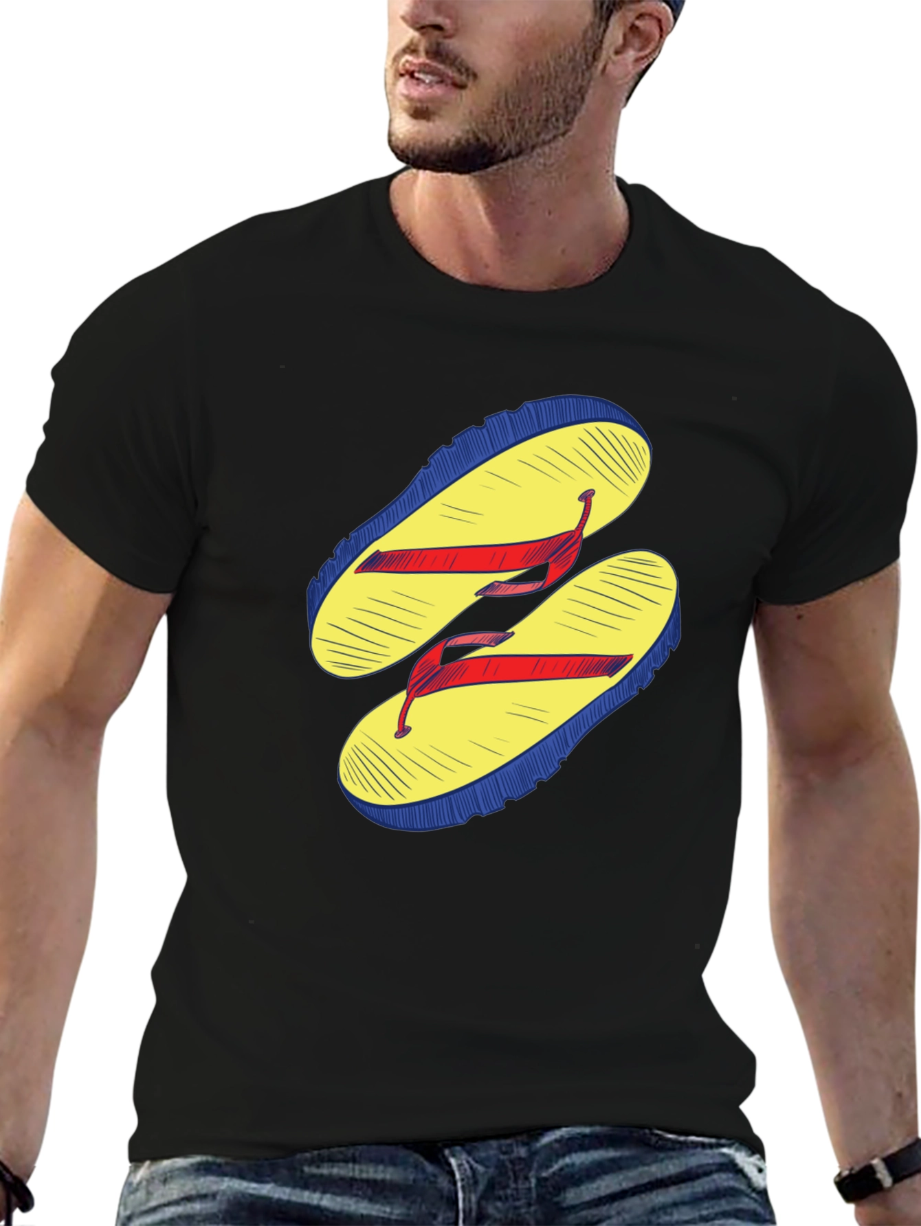 Flip Flop Graphic Tee - Casual Black T-Shirt