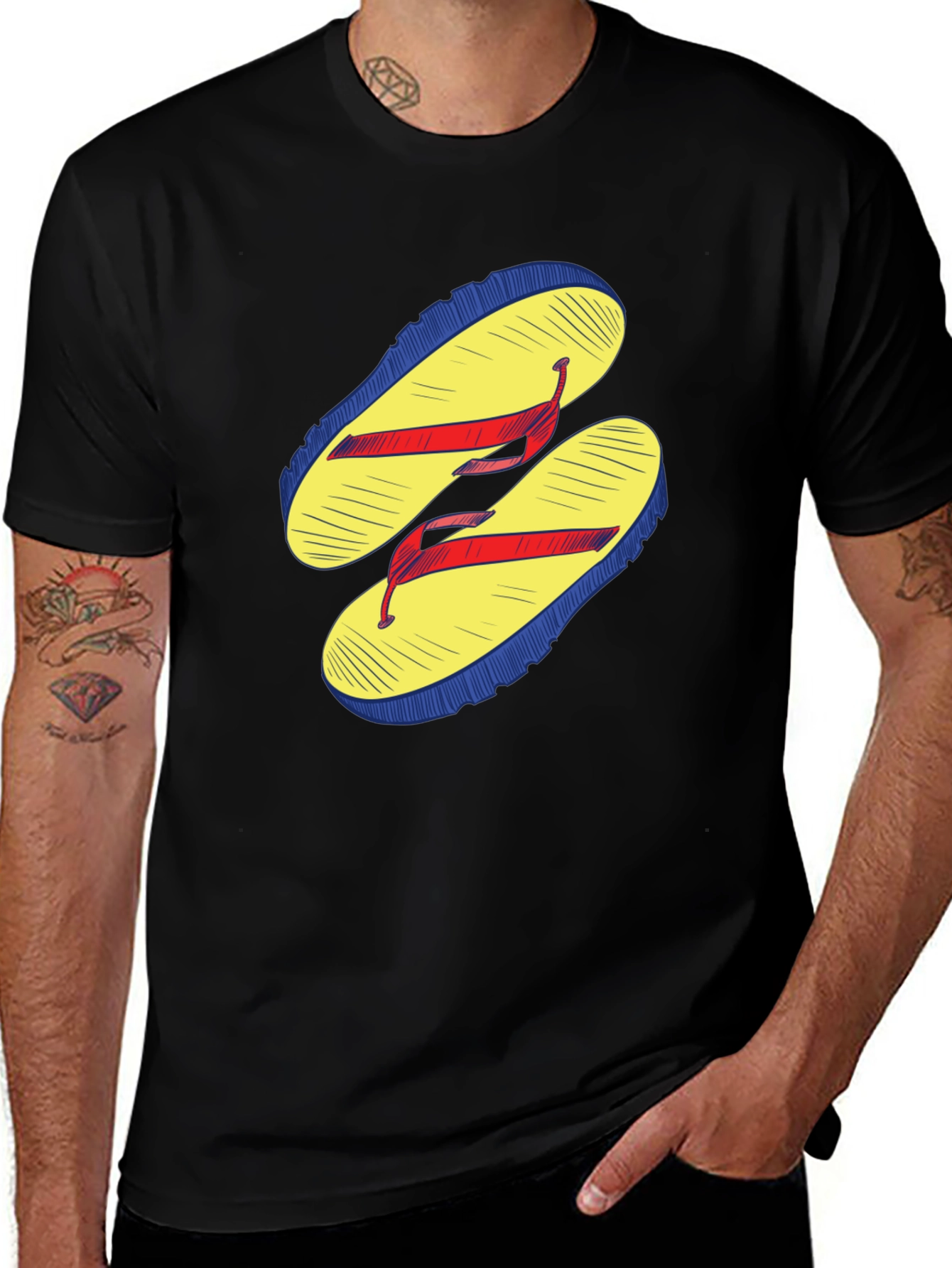 Flip Flop Graphic Tee - Casual Black T-Shirt