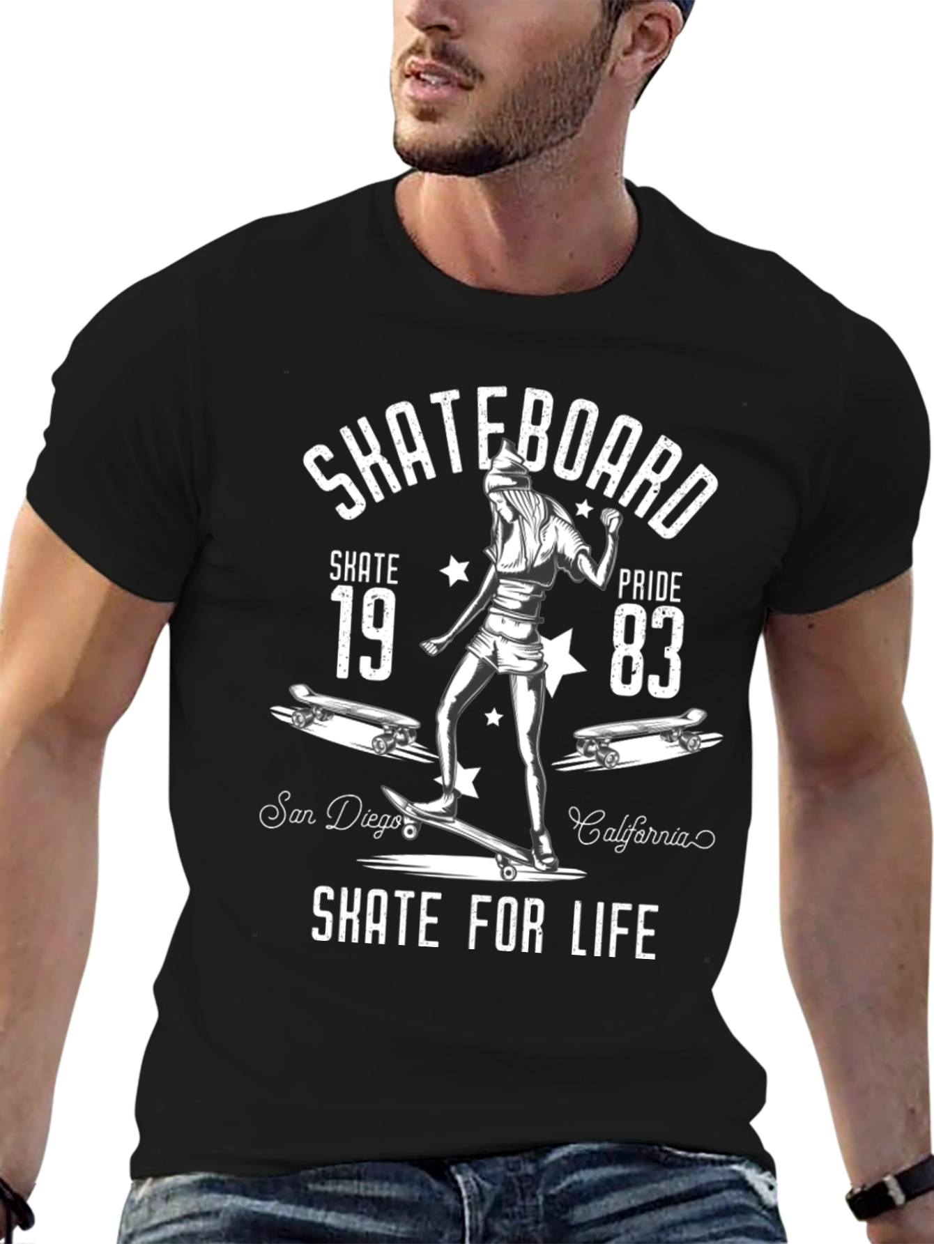 Skateboard Skate for Life Graphic T-Shirt