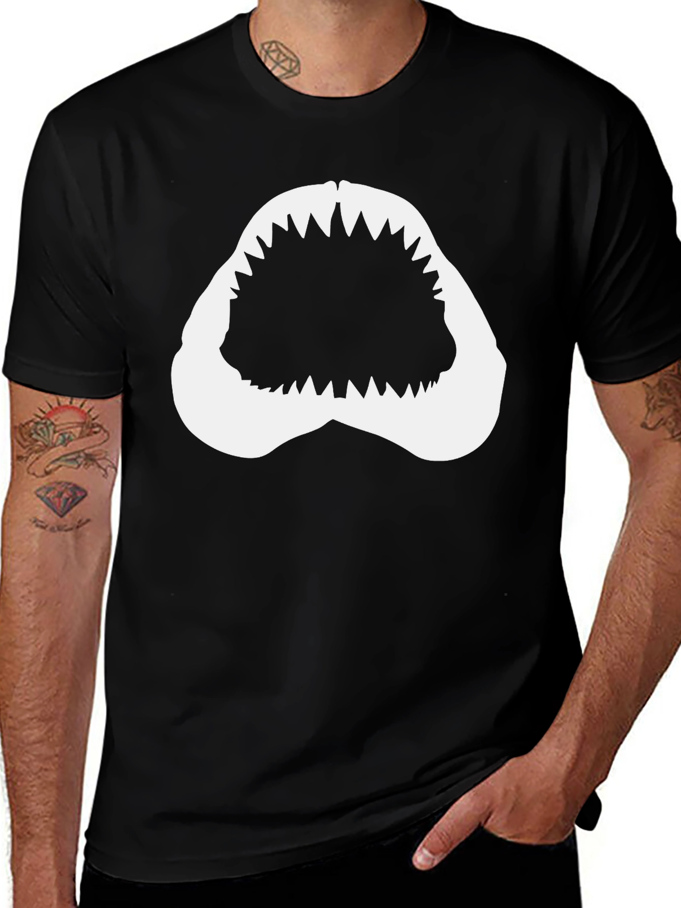 Shark Teeth Graphic Black T-Shirt