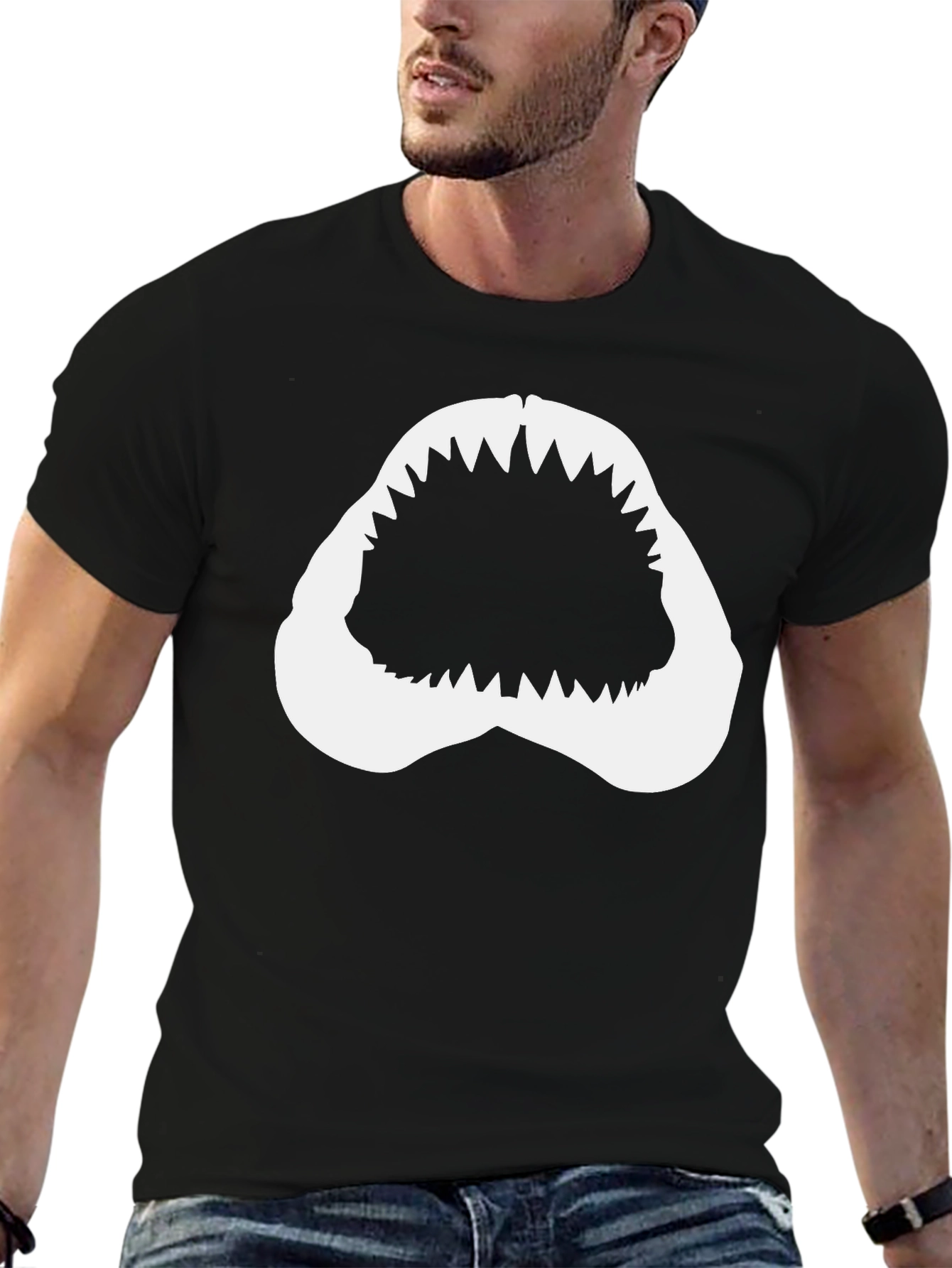 Shark Teeth Graphic Black T-Shirt