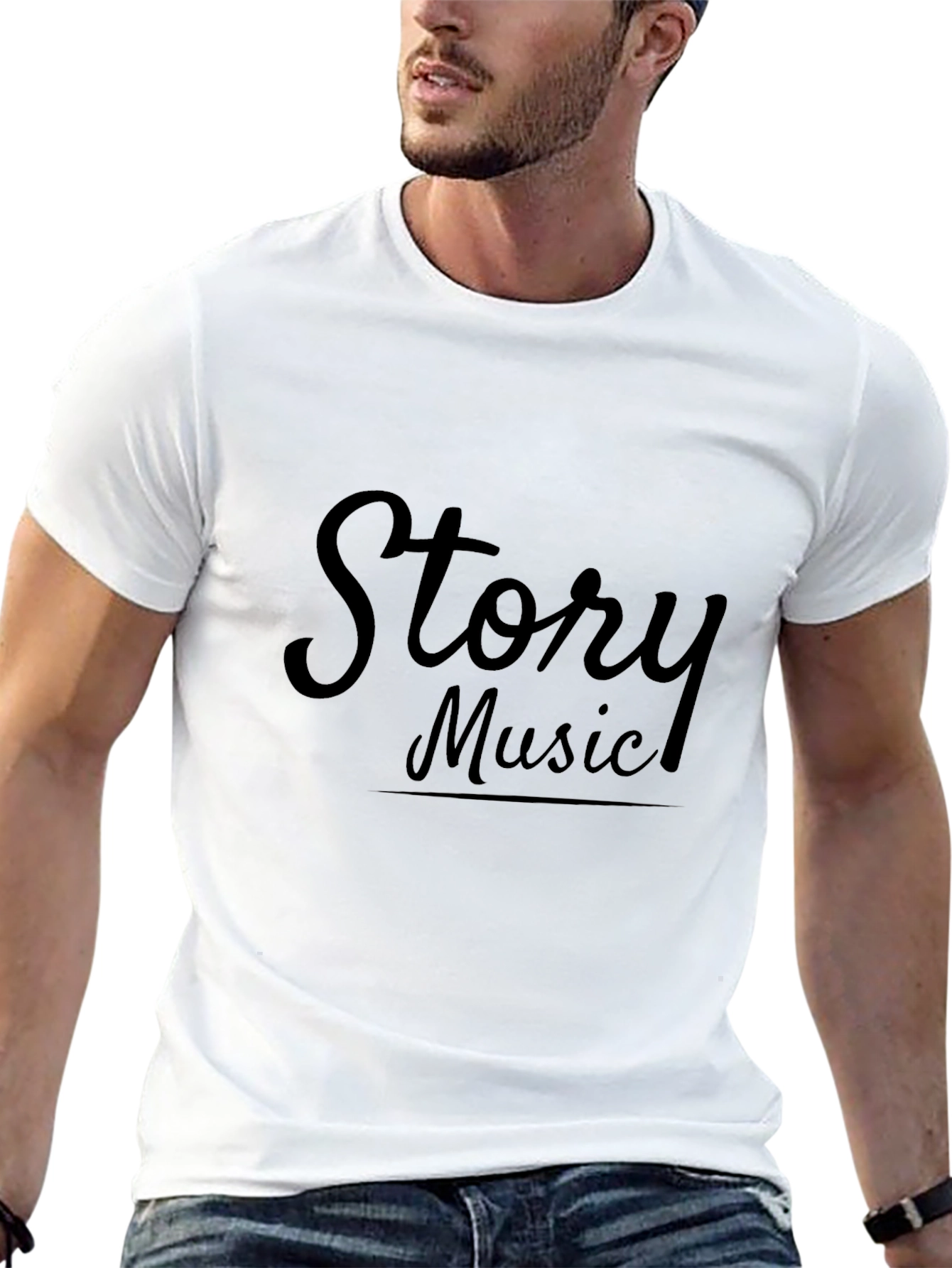 Story Music Graphic Tee - Casual Black T-Shirt